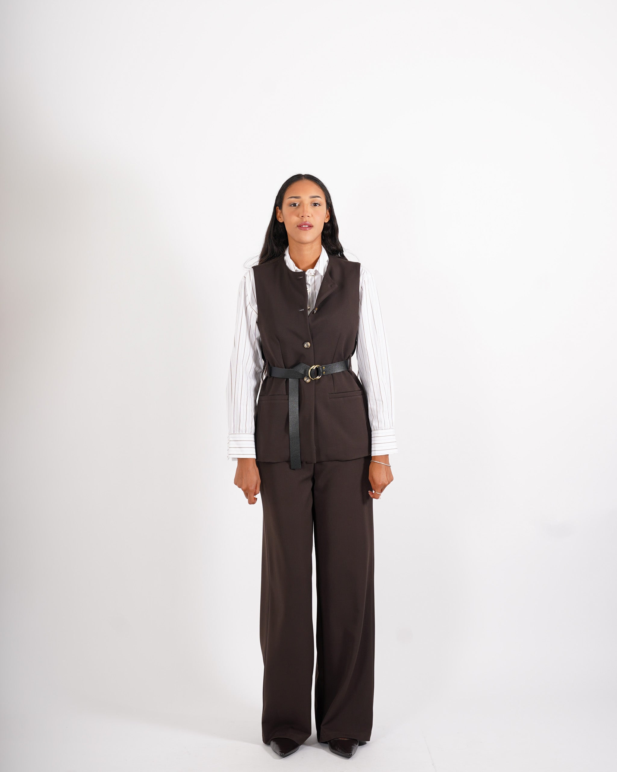Gilet monopetto con cintura - Dania