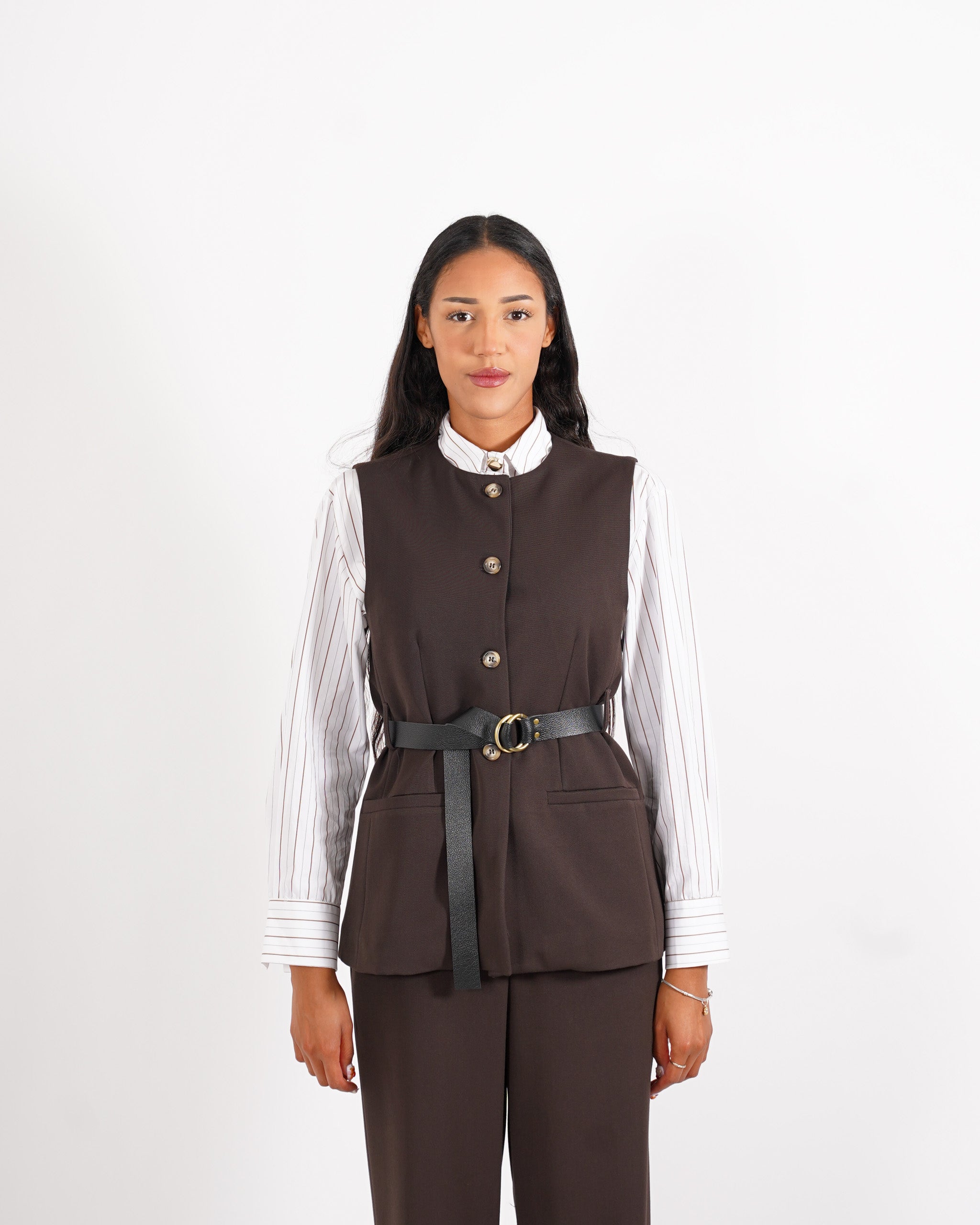 Gilet monopetto con cintura - Dania