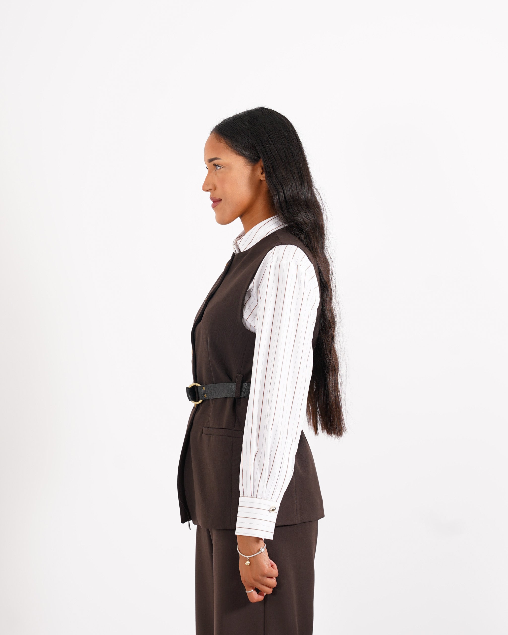 Gilet monopetto con cintura - Dania