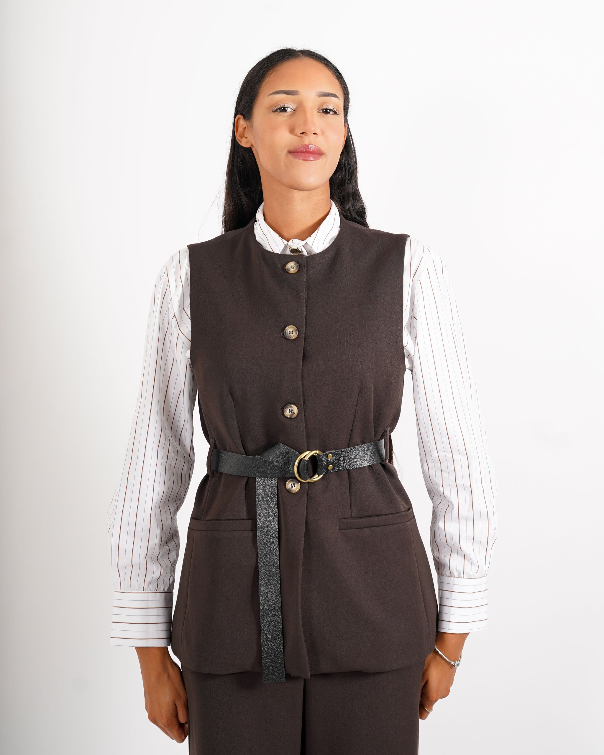 Gilet monopetto con cintura - Dania
