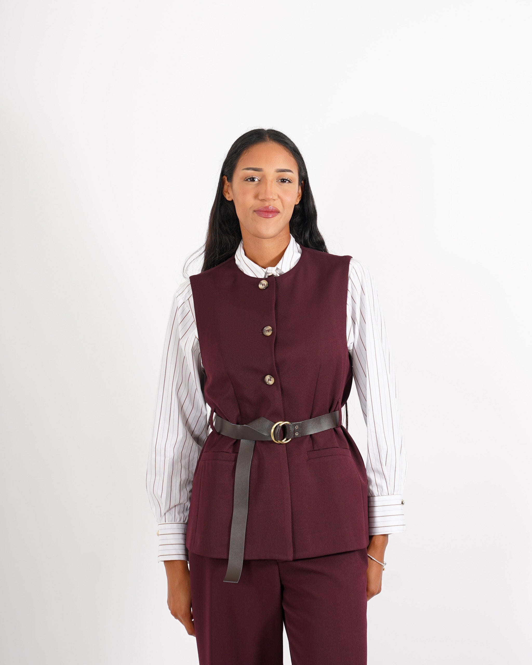 Gilet monopetto con cintura - Dania