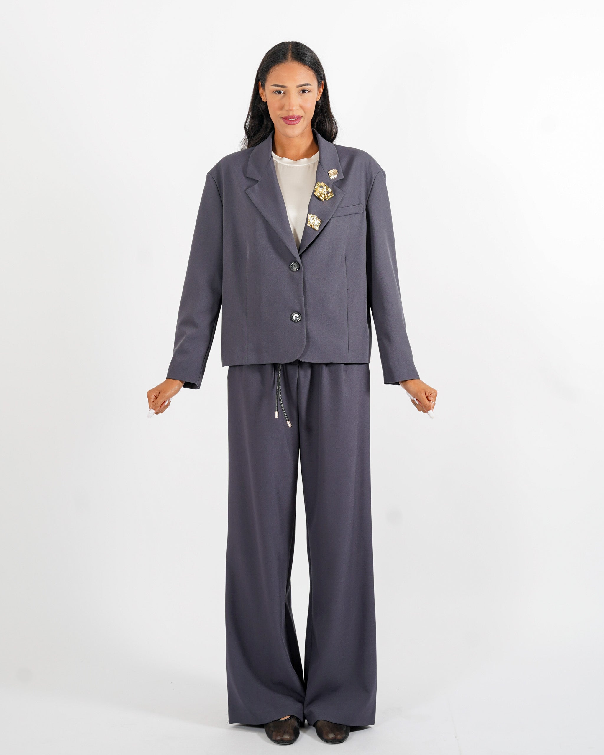 Giacca over monopetto con spille sul revere - Martina - Hope Fashion