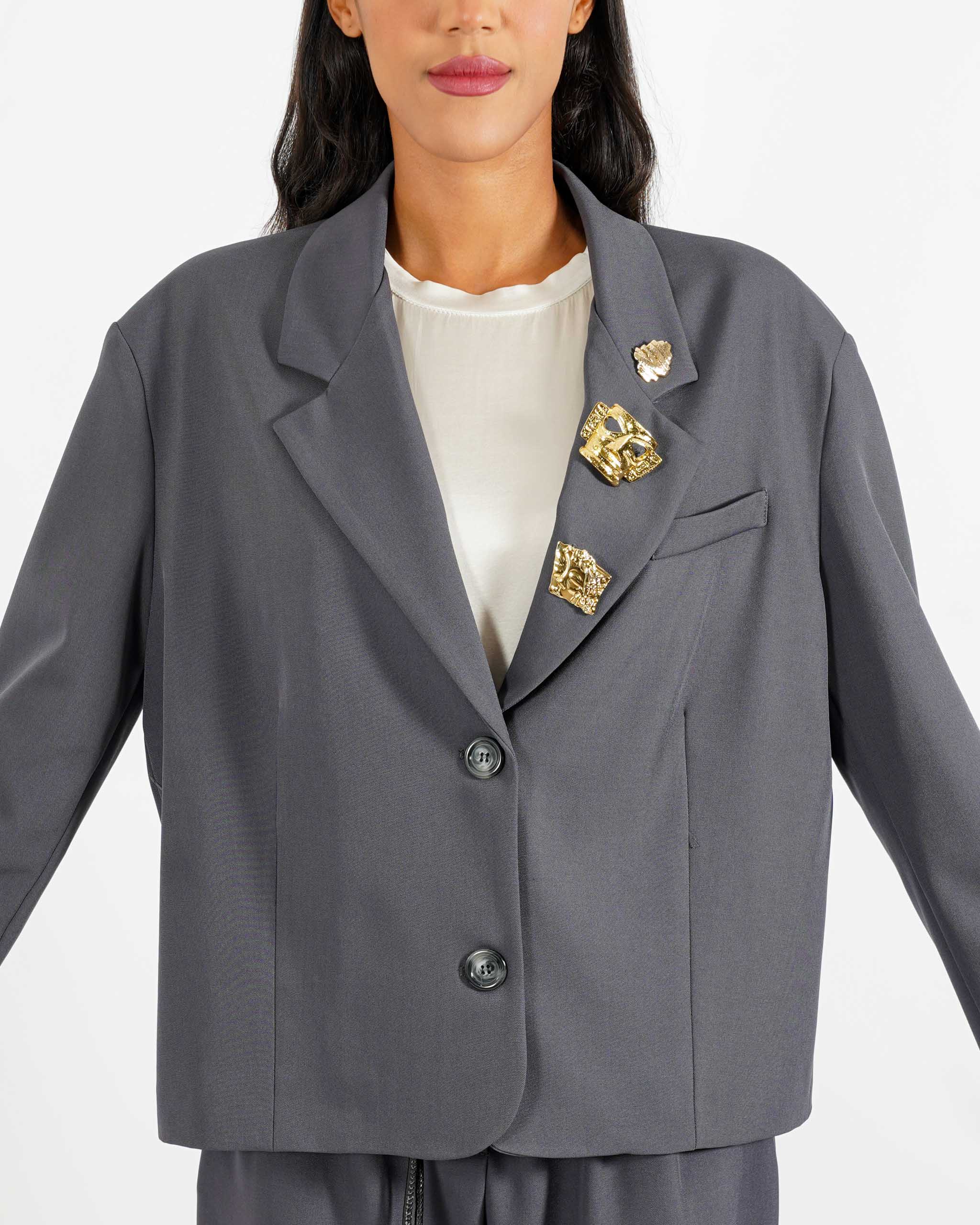 Giacca over monopetto con spille sul revere - Martina - Hope Fashion