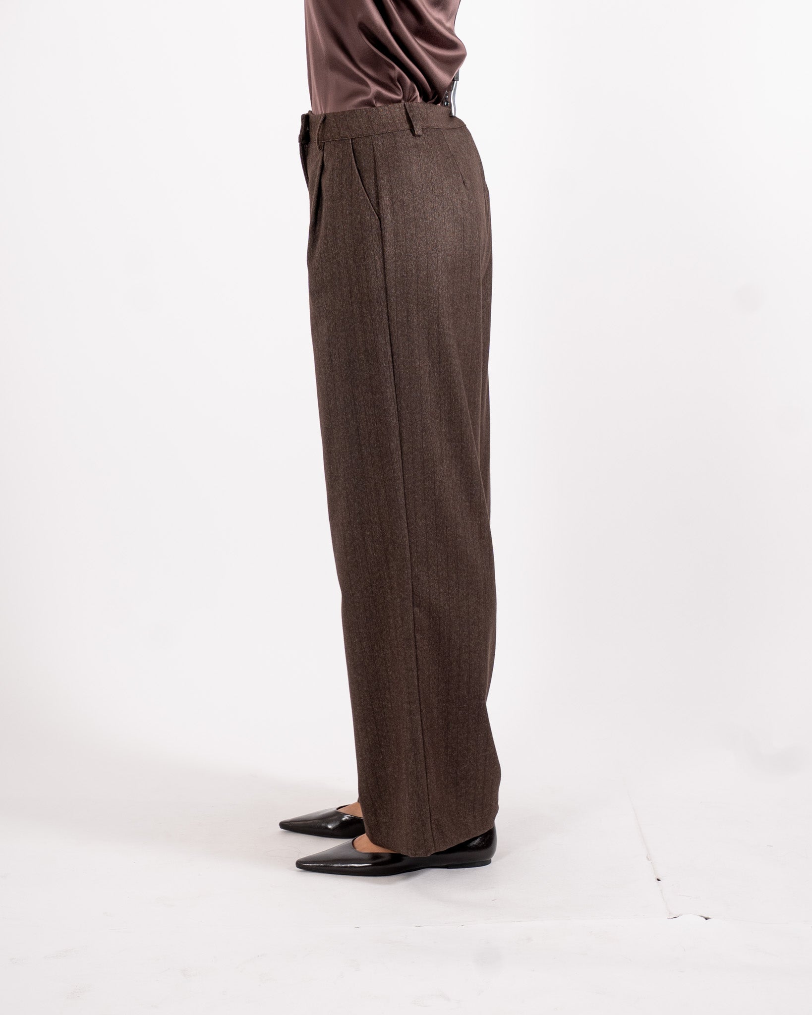 Pantaloni gessati con pence in mano flanella - Viky