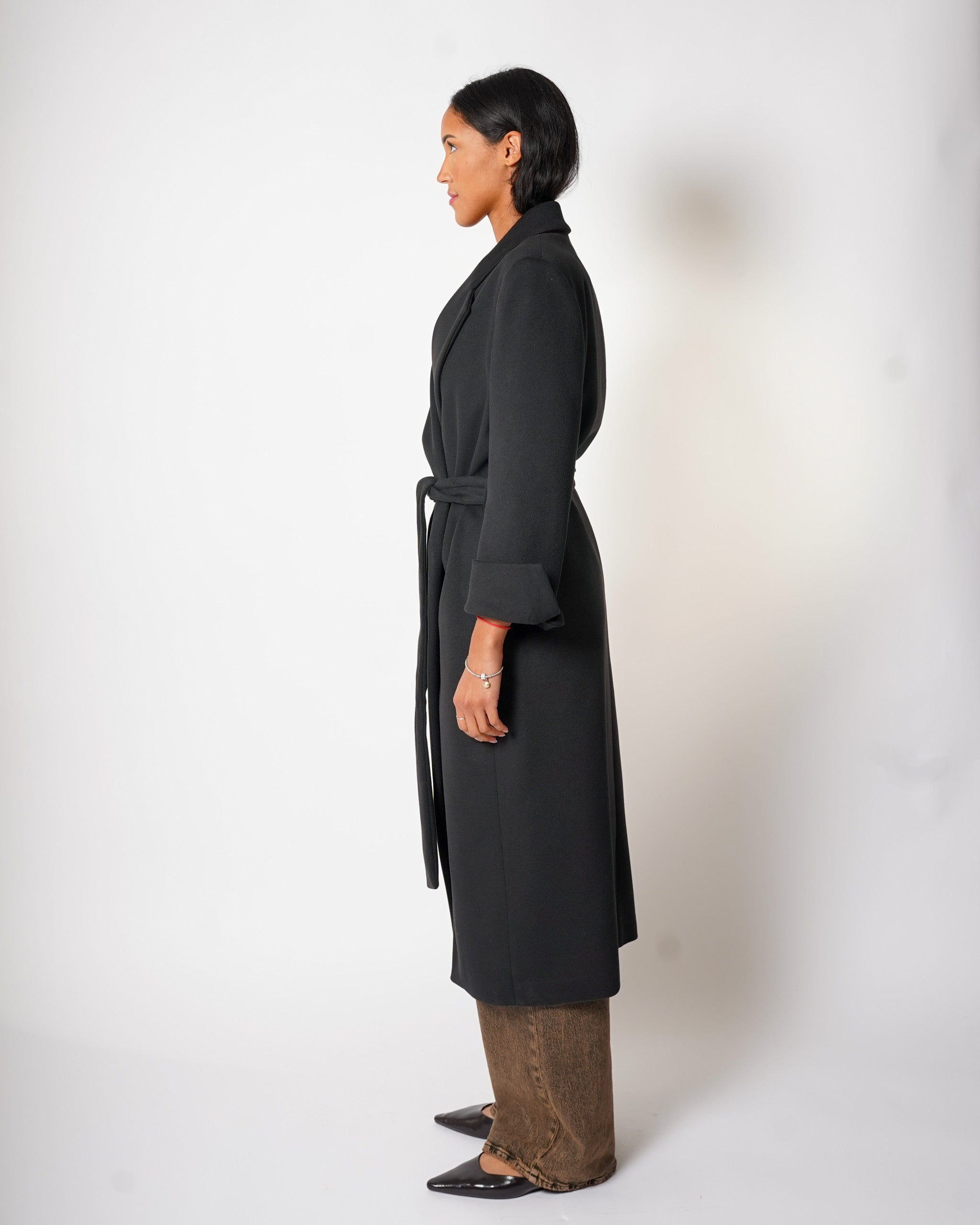 Cappotto lungo con cintura rimovibile con spacco sui polsi- Miranda