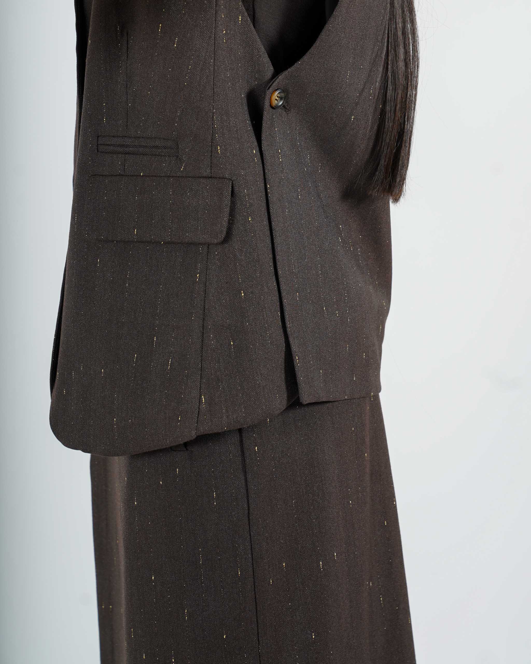 Gilet monopetto gessato in fresco lana - Teodosia