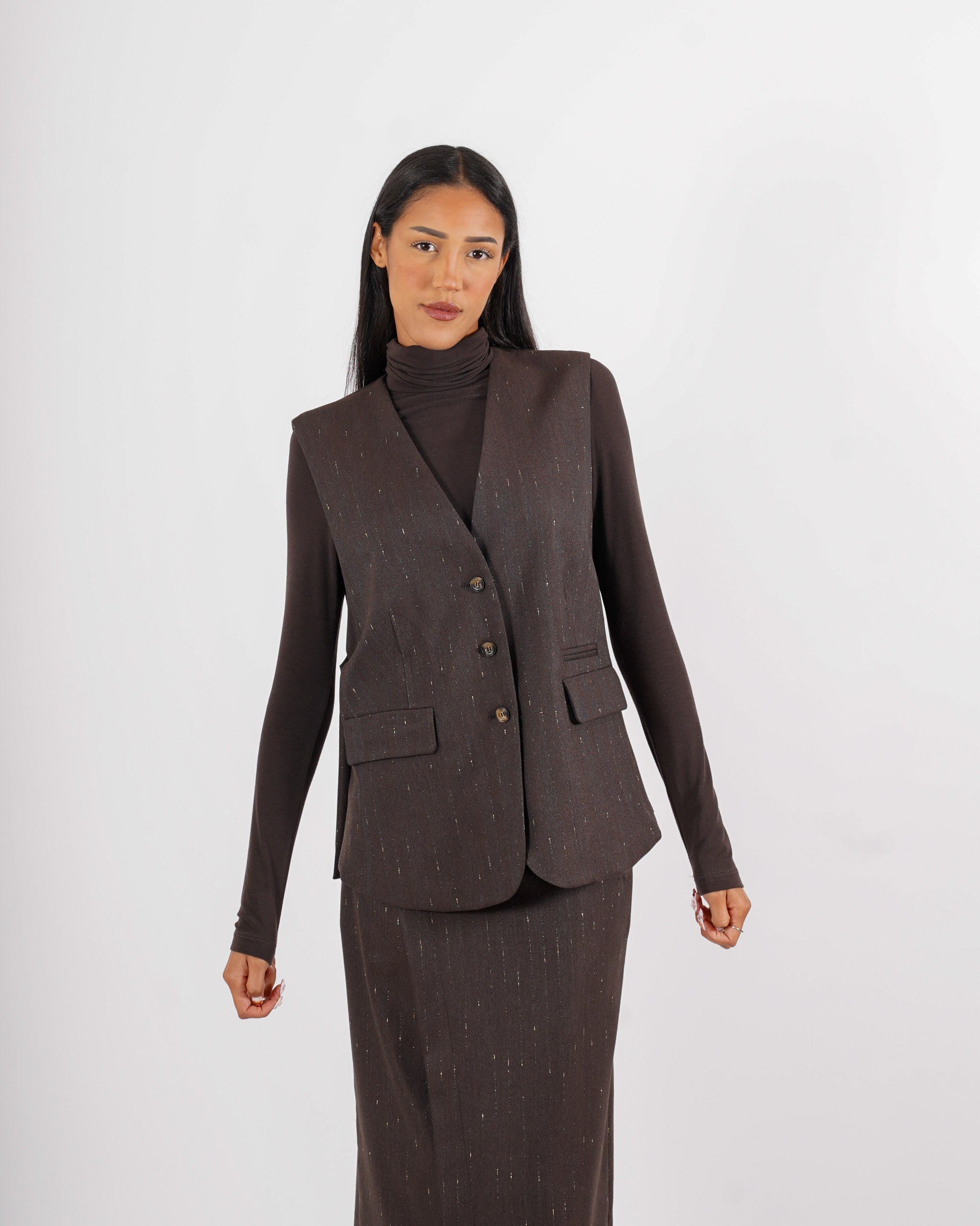 Gilet monopetto gessato in frescolana - Teodosia