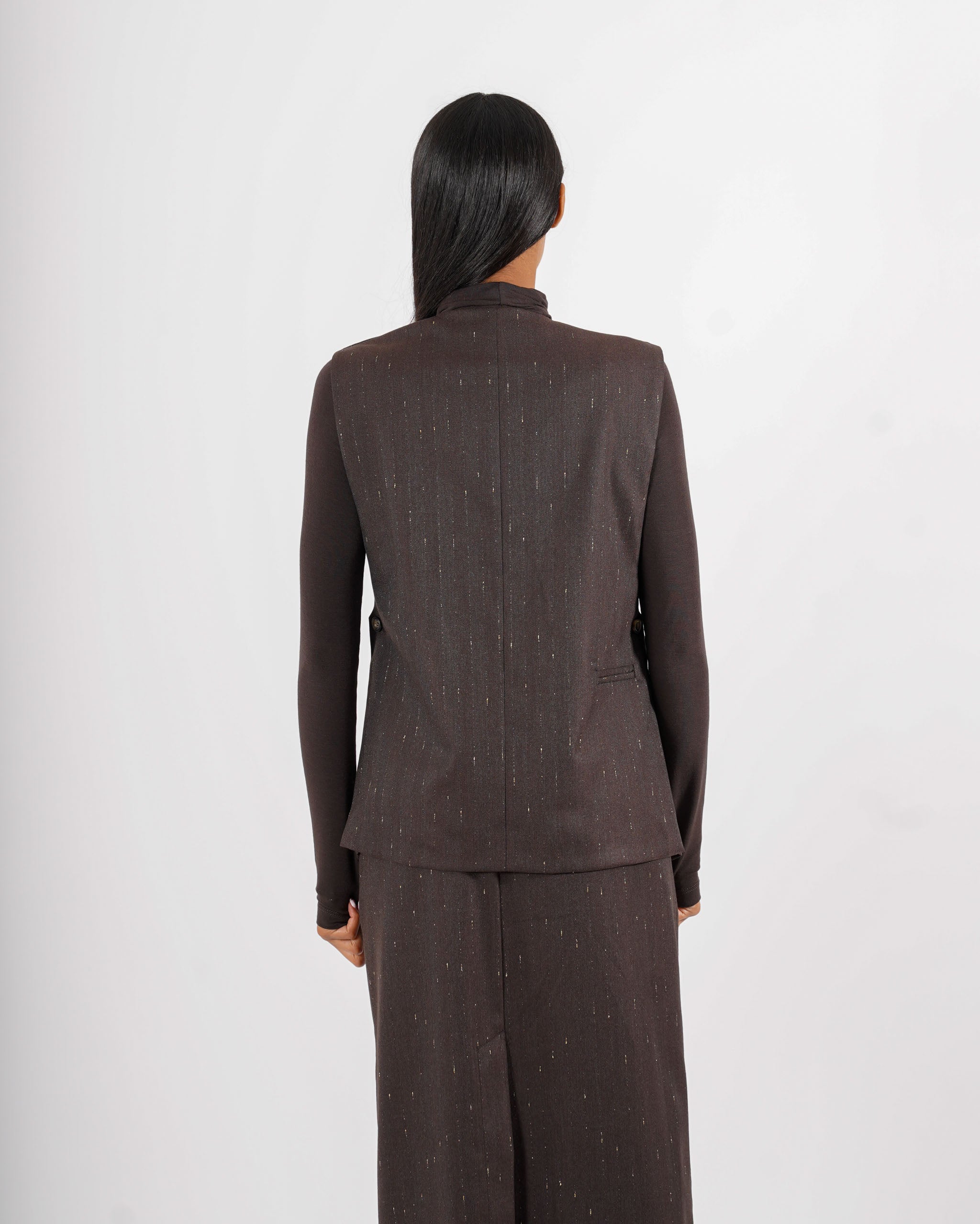 Gilet monopetto gessato in fresco lana - Teodosia