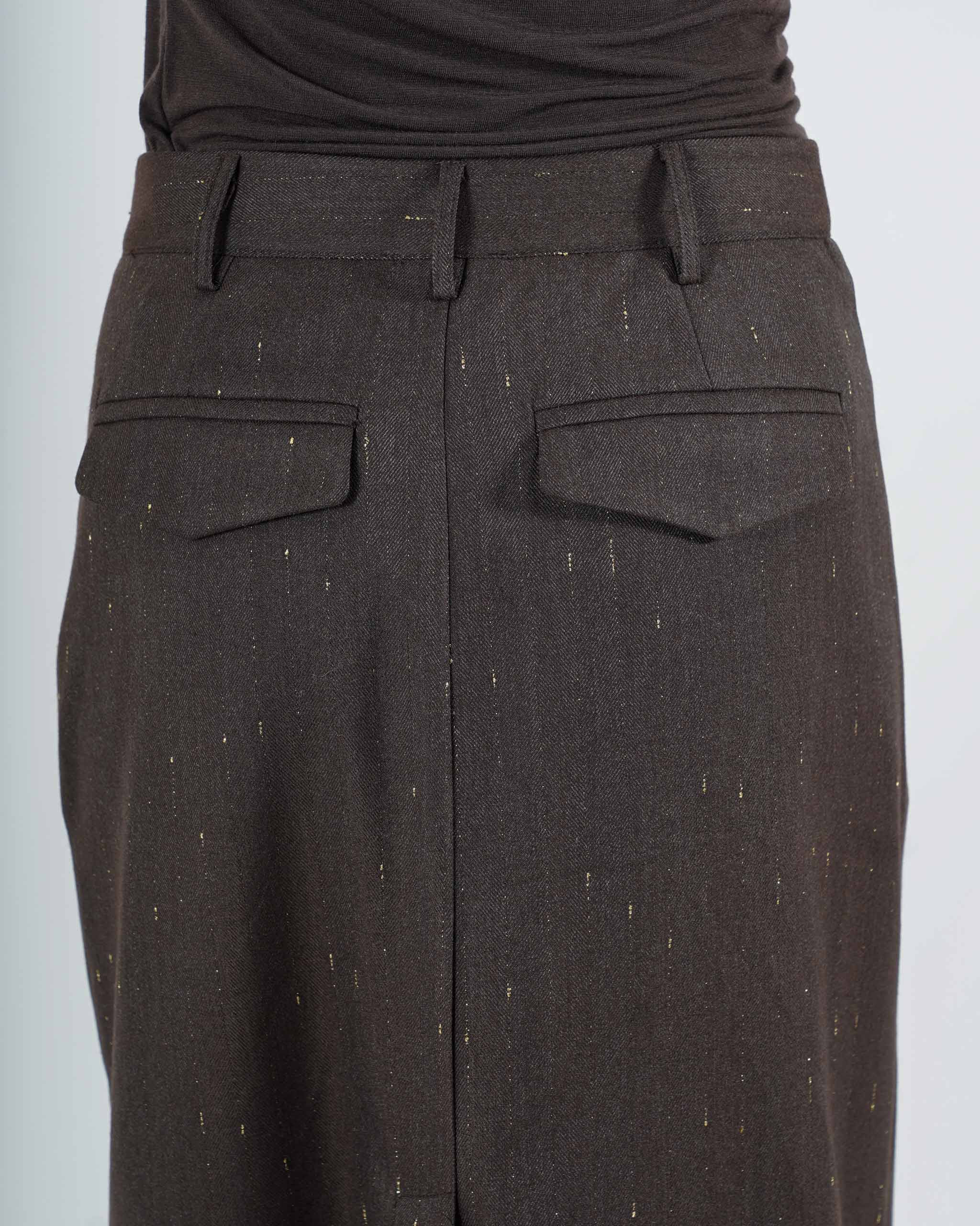 Gonna longuette gessata asimmetrica in frescolana - Katrina