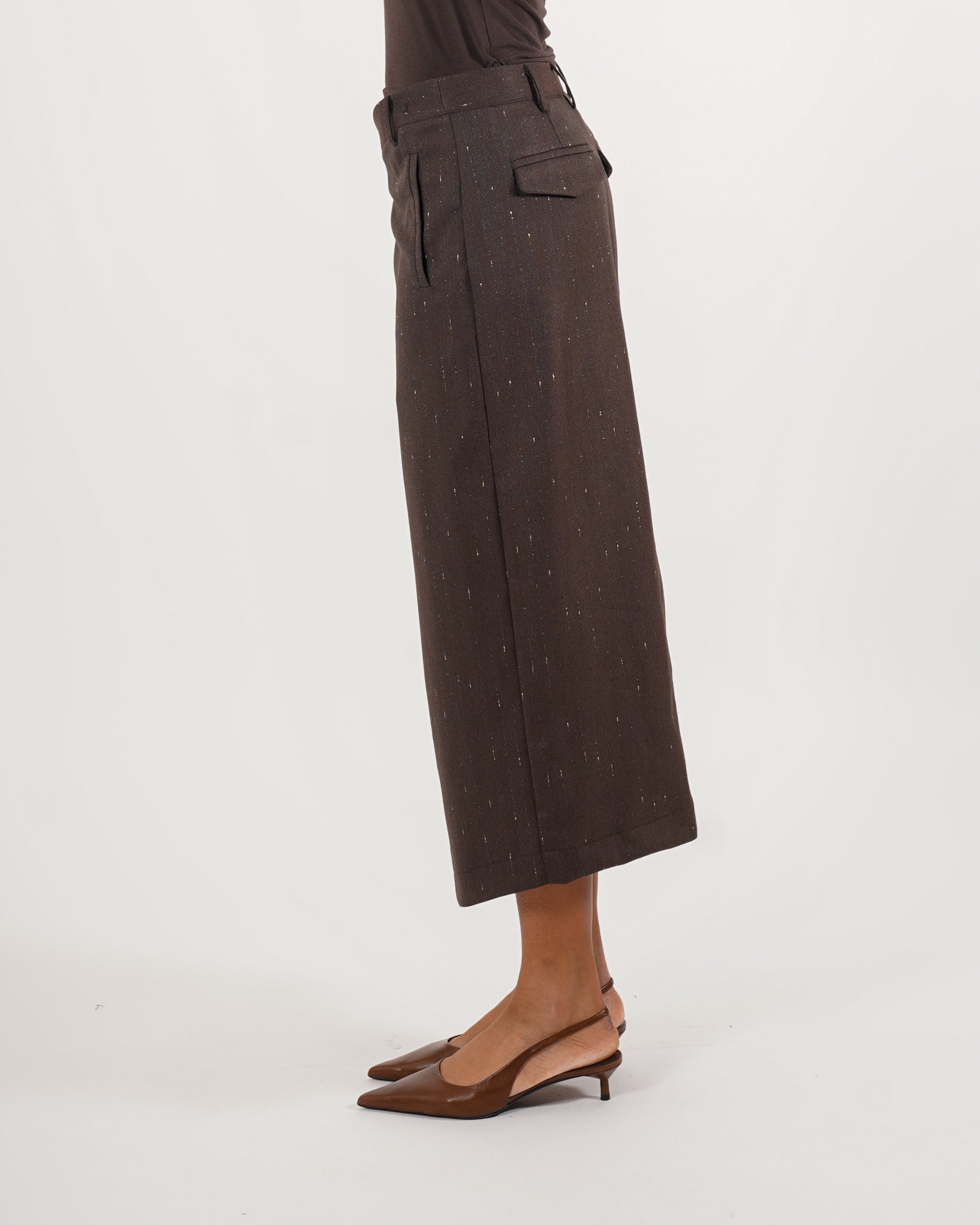 Gonna longuette gessata asimmetrica in frescolana - Katrina