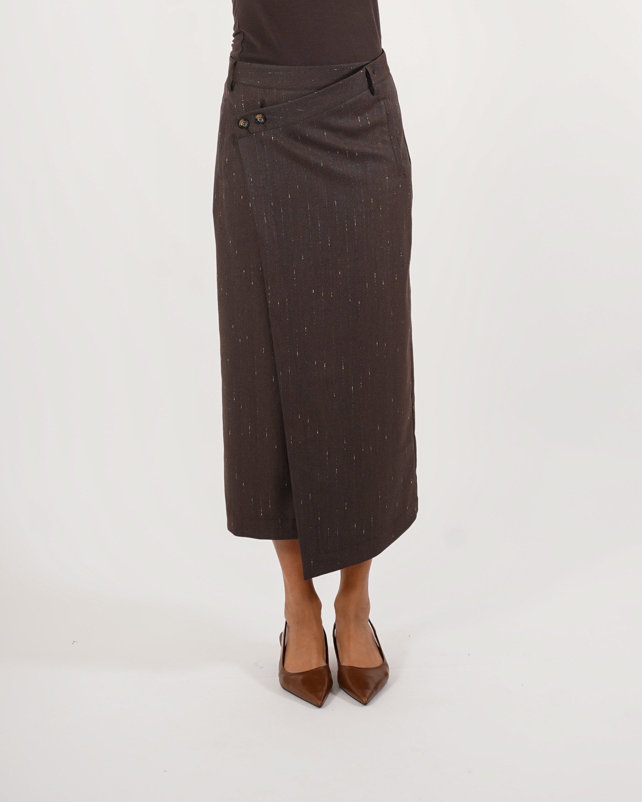 Gonna longuette gessata asimmetrica in frescolana - Katrina