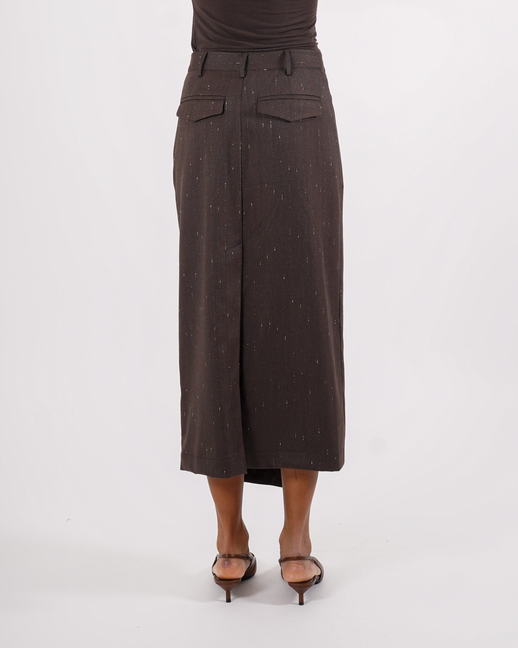 Gonna longuette gessata asimmetrica in frescolana - Katrina