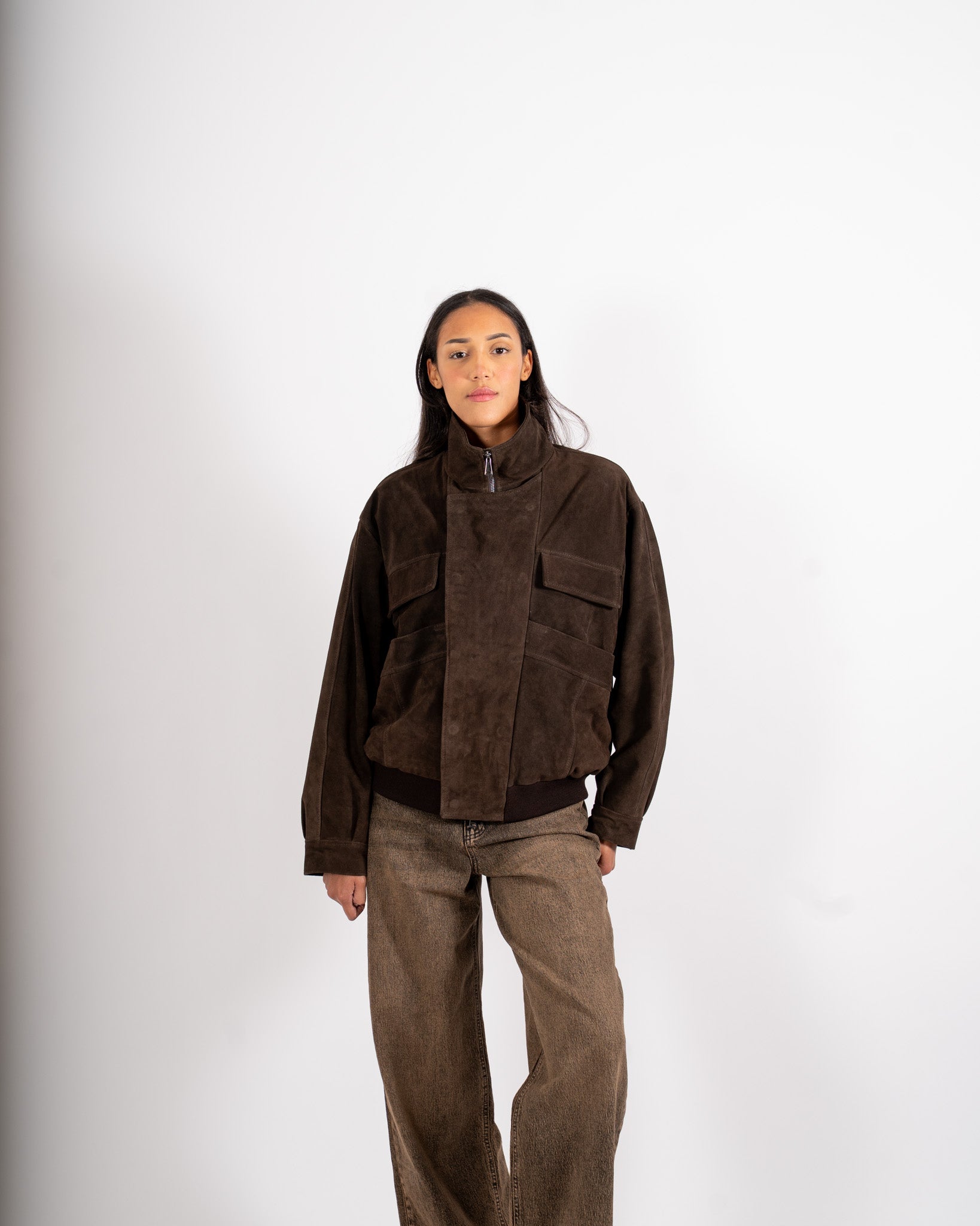 Bomber con cappuccio e zip in crosta vintage - Ivanka