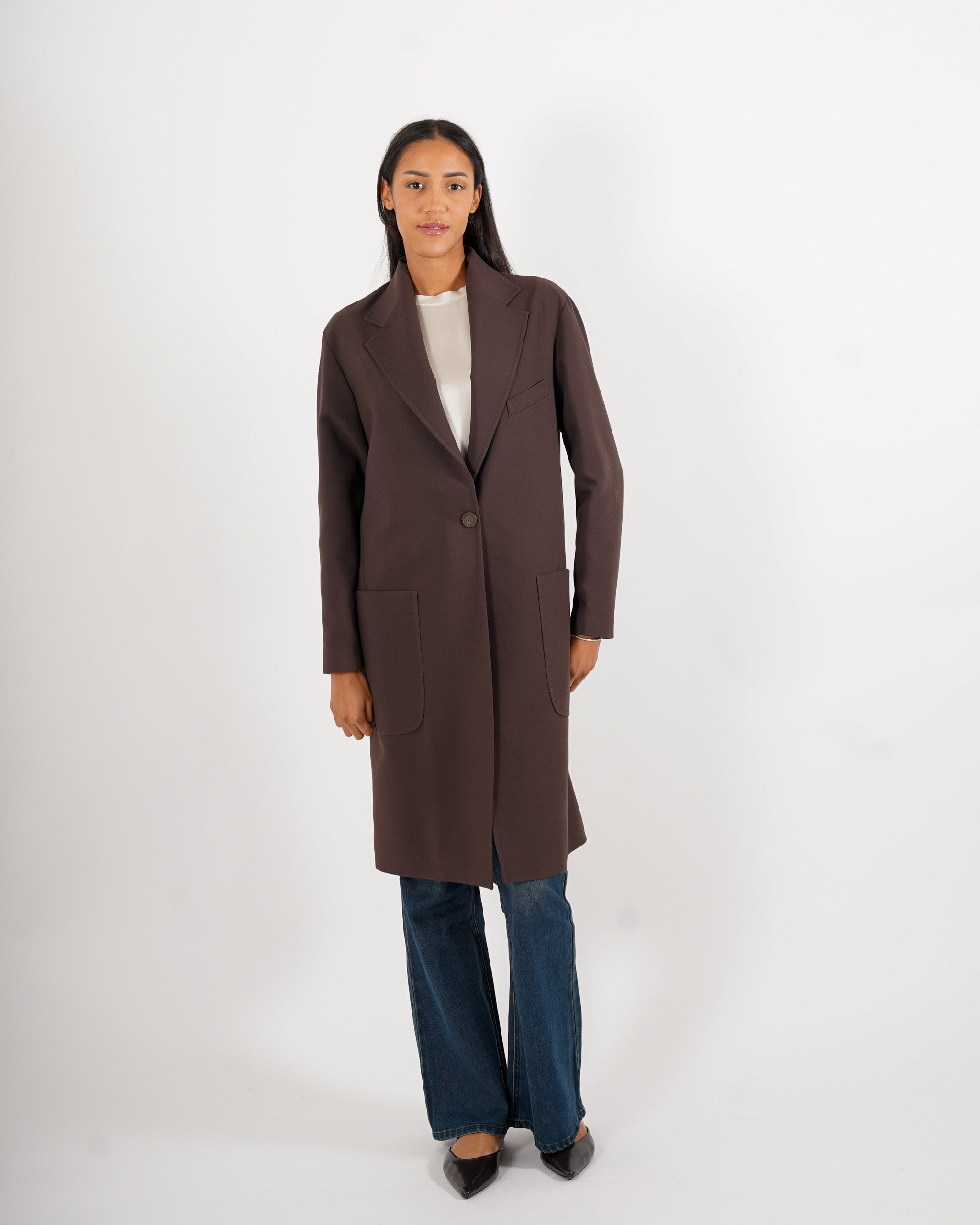 Cappotto lungo con tasche frontali - Diomede