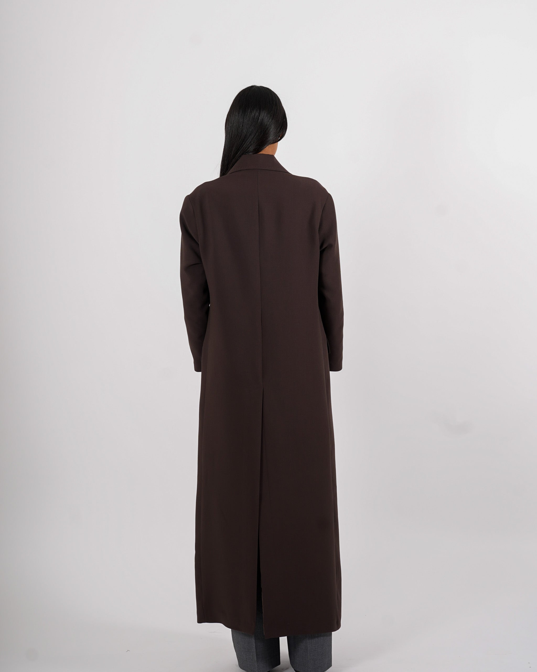 Cappotto lungo monopetto in frescolana - Plinia