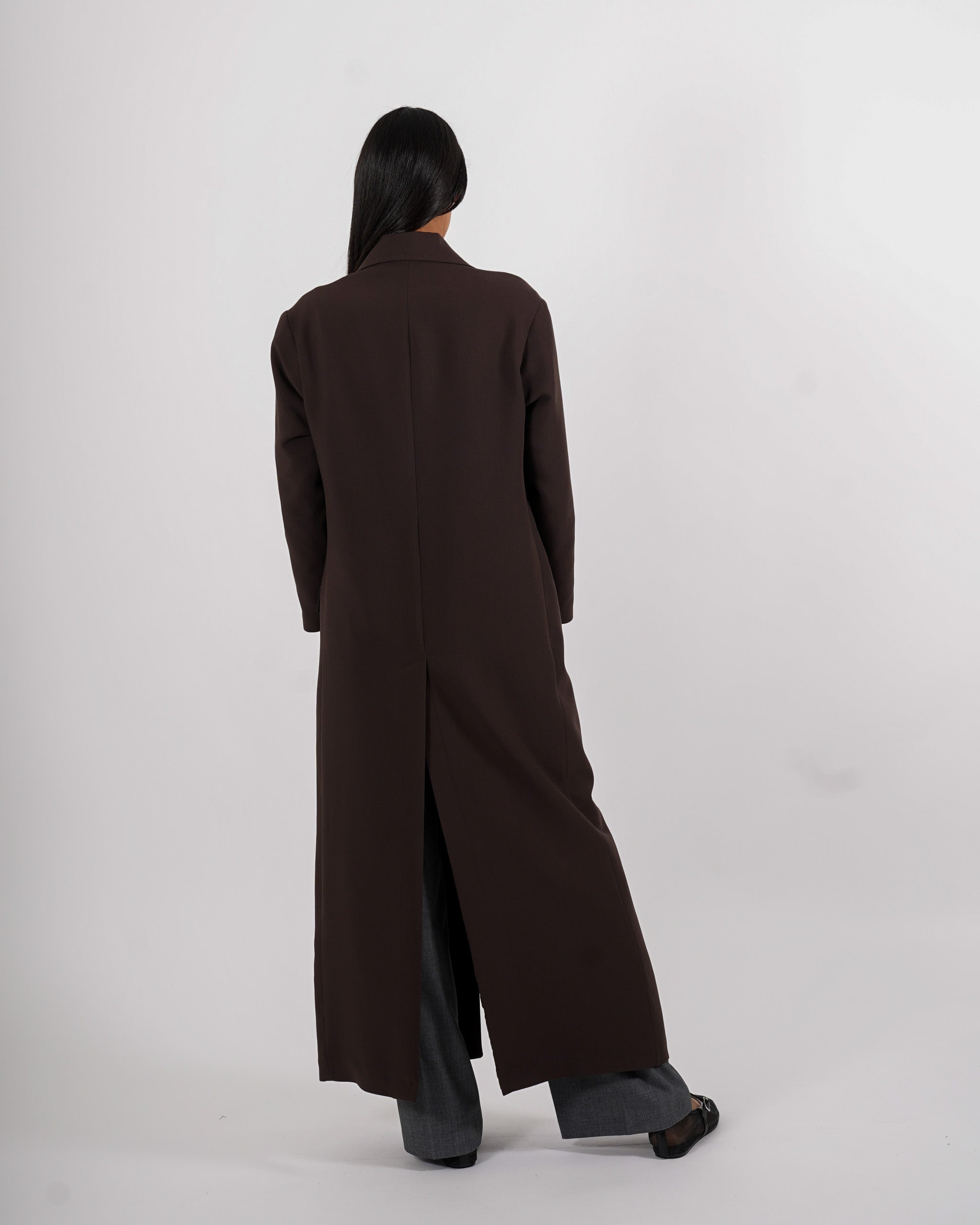 Cappotto lungo monopetto in frescolana - Plinia