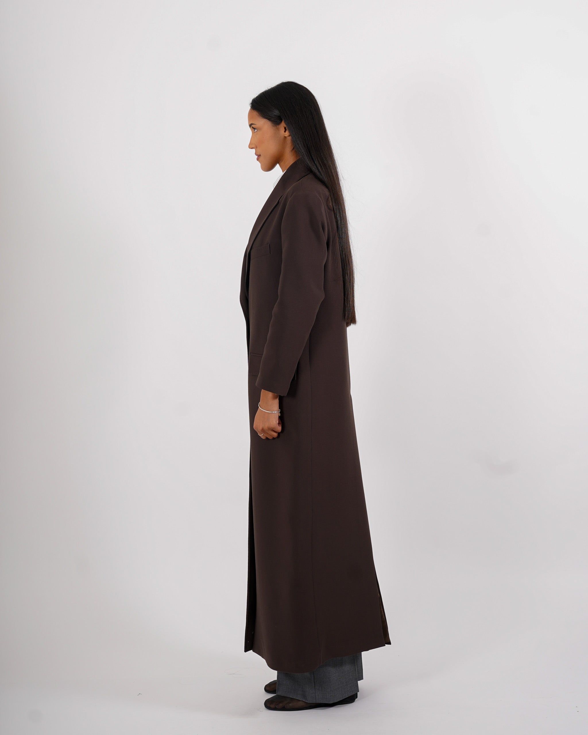 Cappotto lungo monopetto in frescolana - Plinia