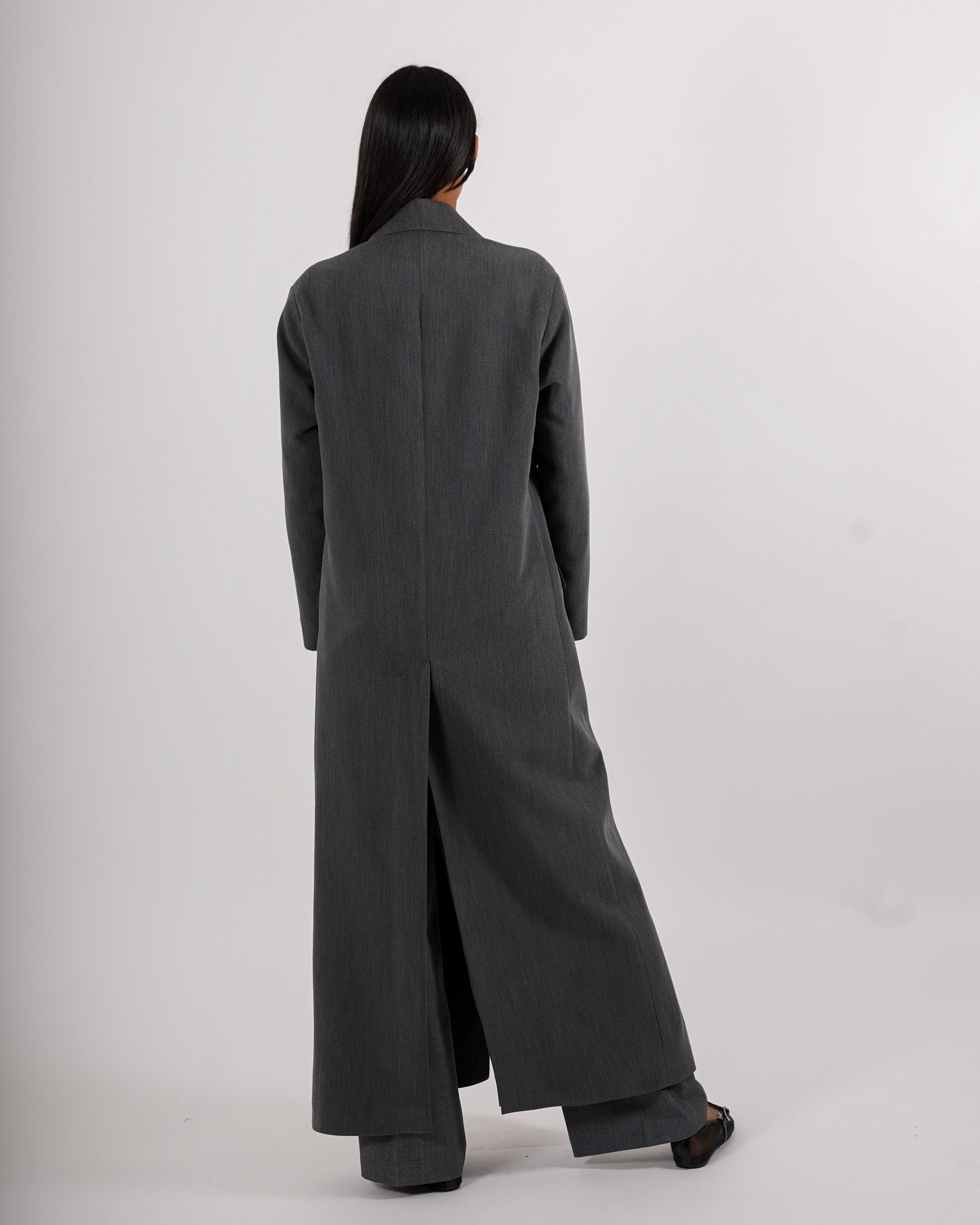 Cappotto lungo monopetto in frescolana - Plinia