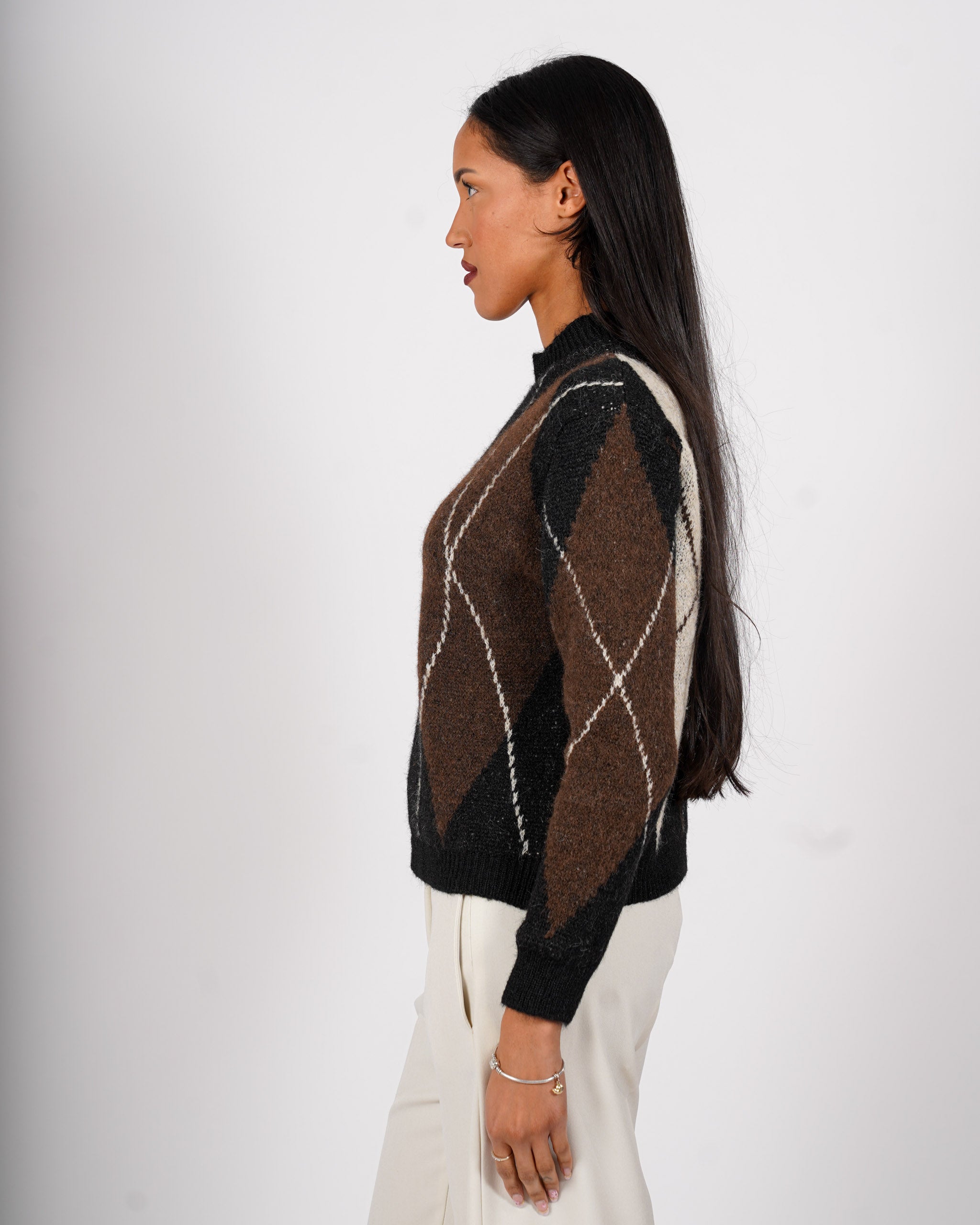 Maglia girocollo con losanghe in mano mohair - Perplessa