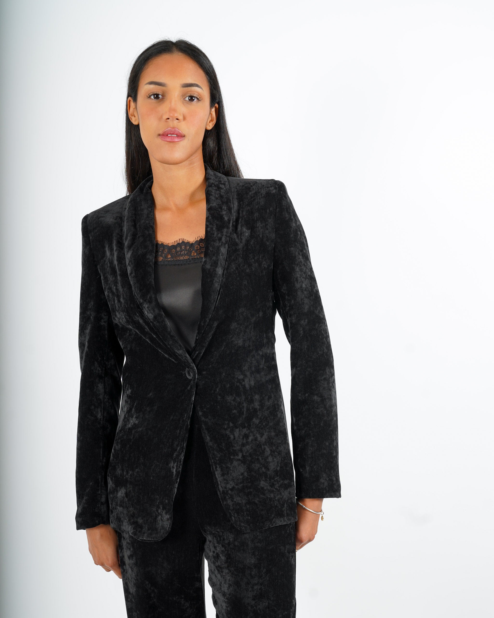 Giacca monopetto in velluto liscio - Alberta