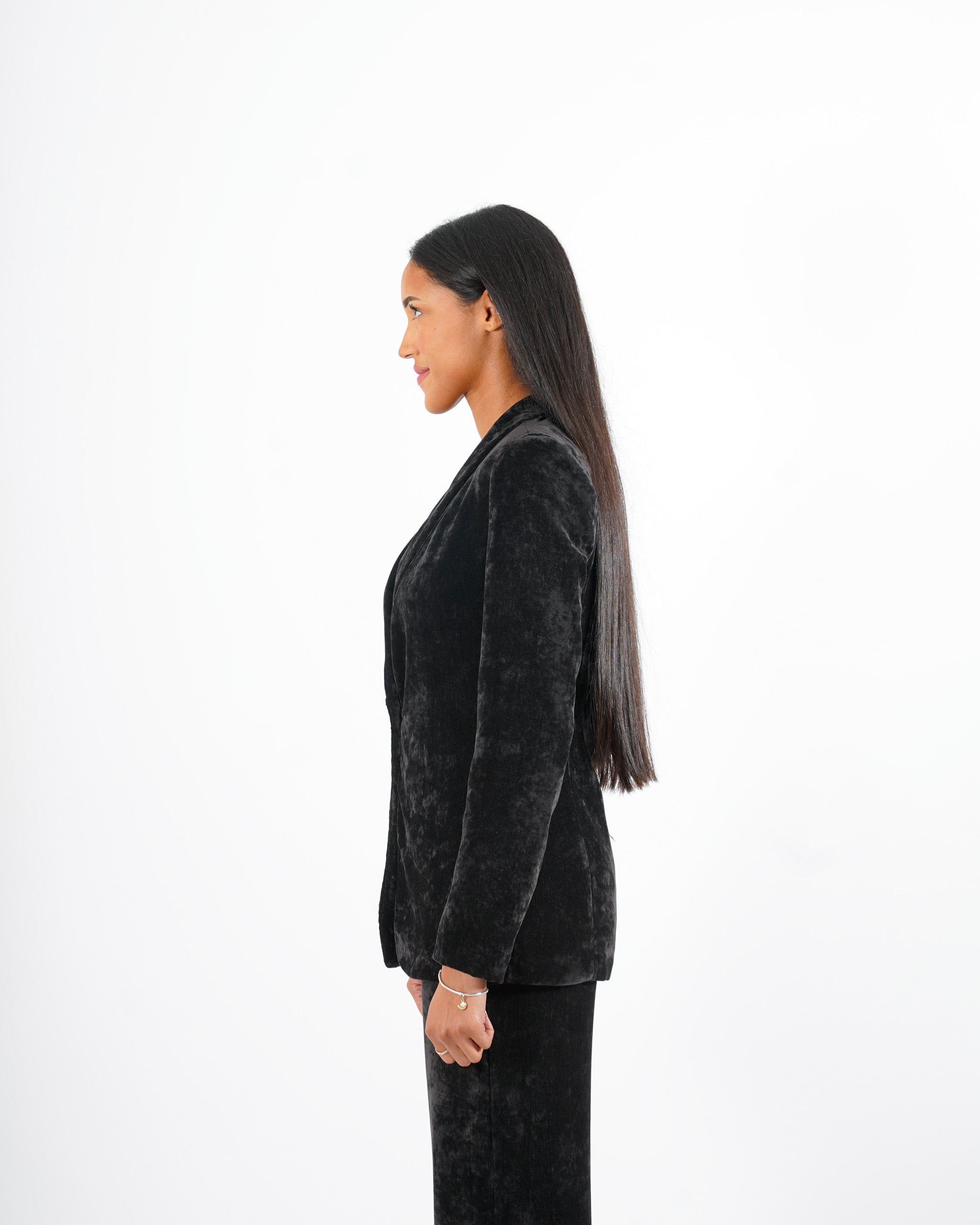 Giacca monopetto in velluto liscio - Alberta