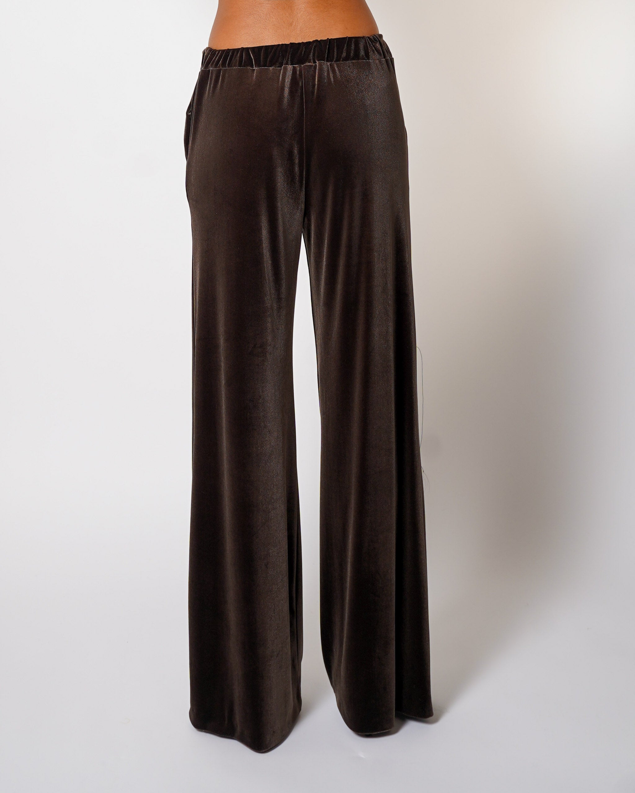 Pantaloni vita alta in velluto liscio - Madrigal