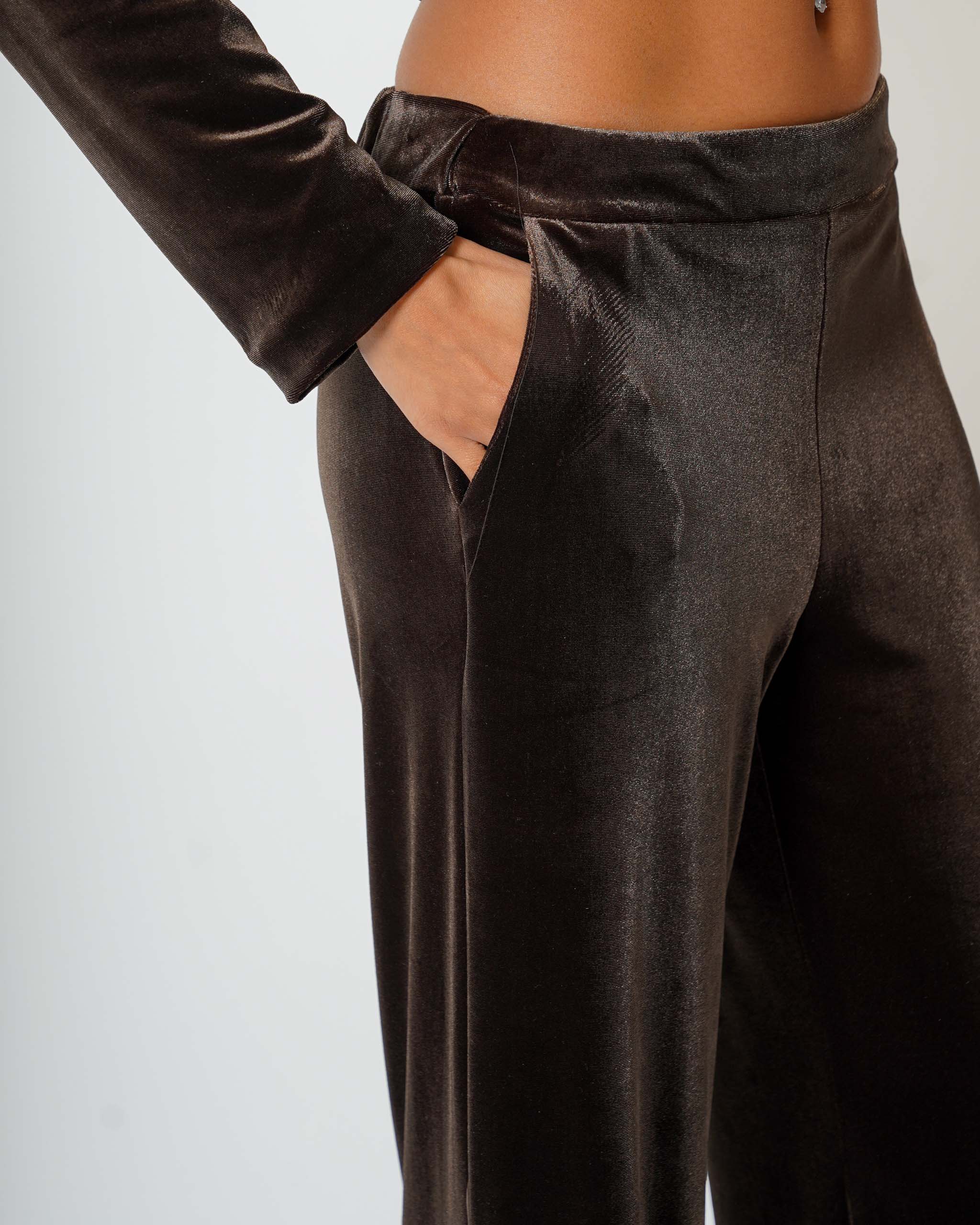 Pantaloni vita alta in velluto liscio - Madrigal