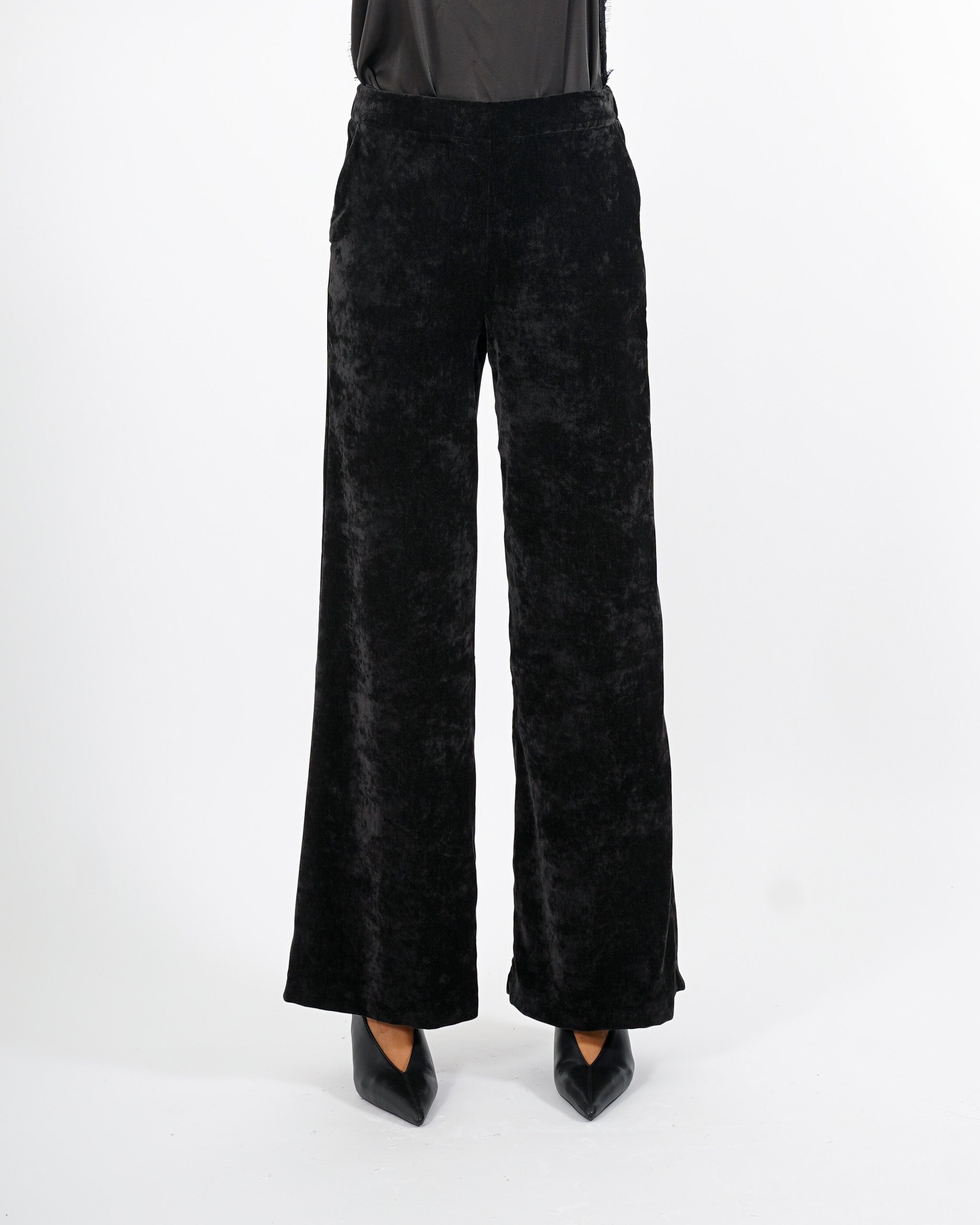 Pantaloni vita alta in velluto liscio - Madrigal