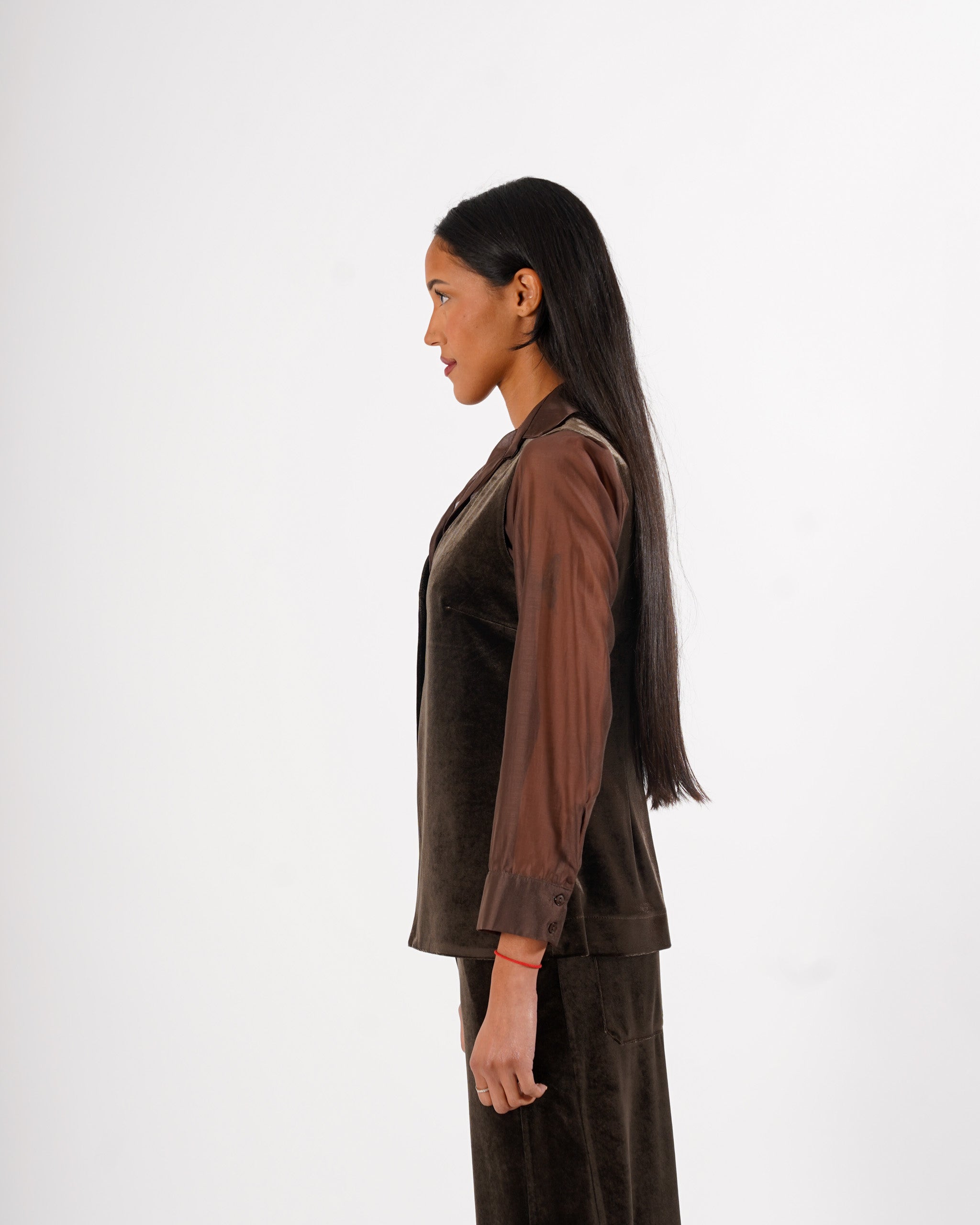 Gilet monopetto in velluto liscio - Tiranna