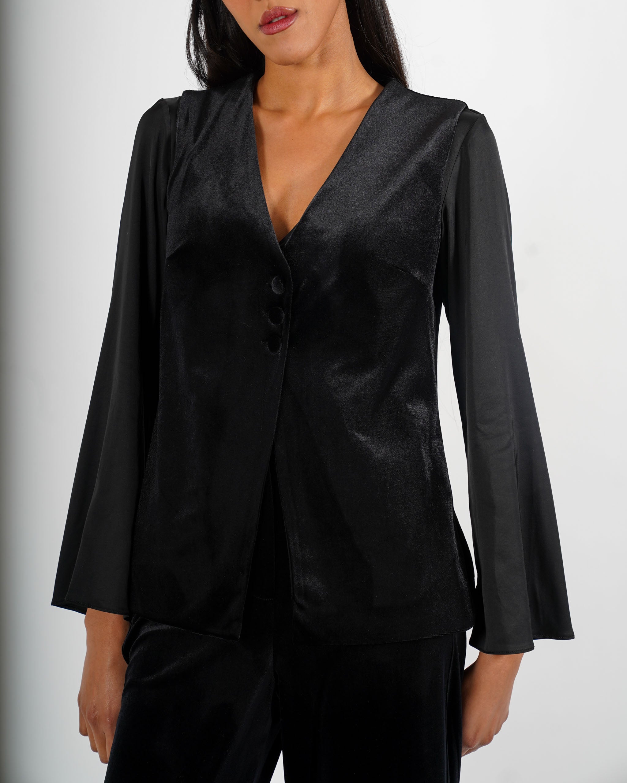 Gilet monopetto in velluto liscio - Tiranna