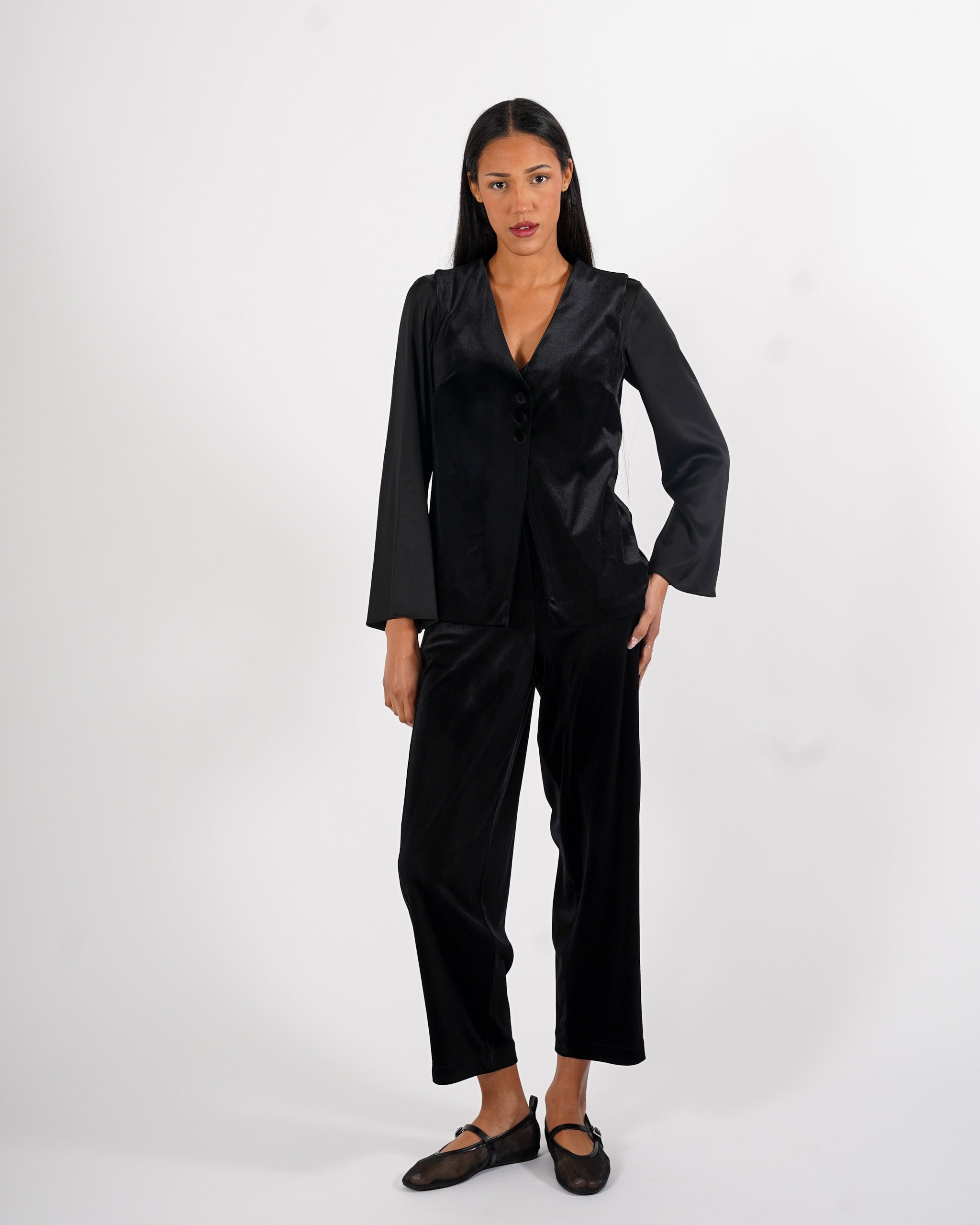 Pantaloni baloon in velluto liscio - Topazia