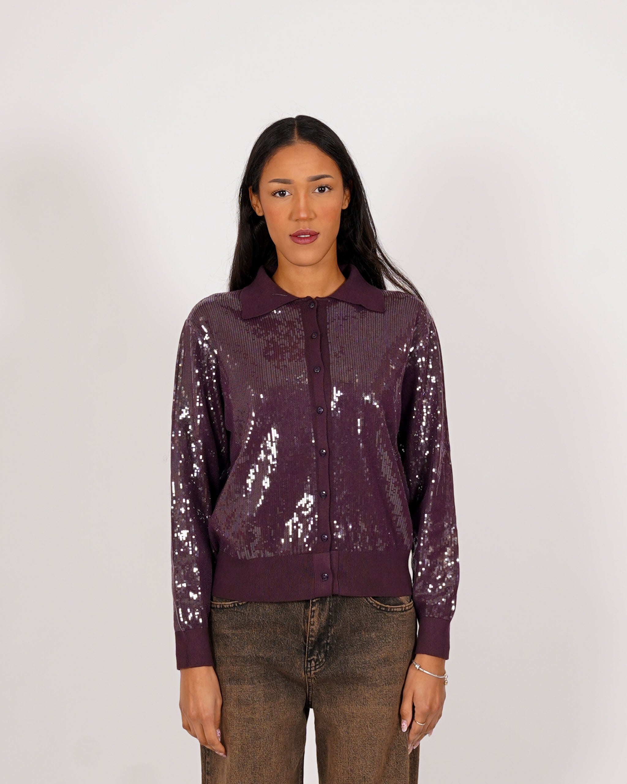 Cardigan in maglia con micro paillettes - Decisa