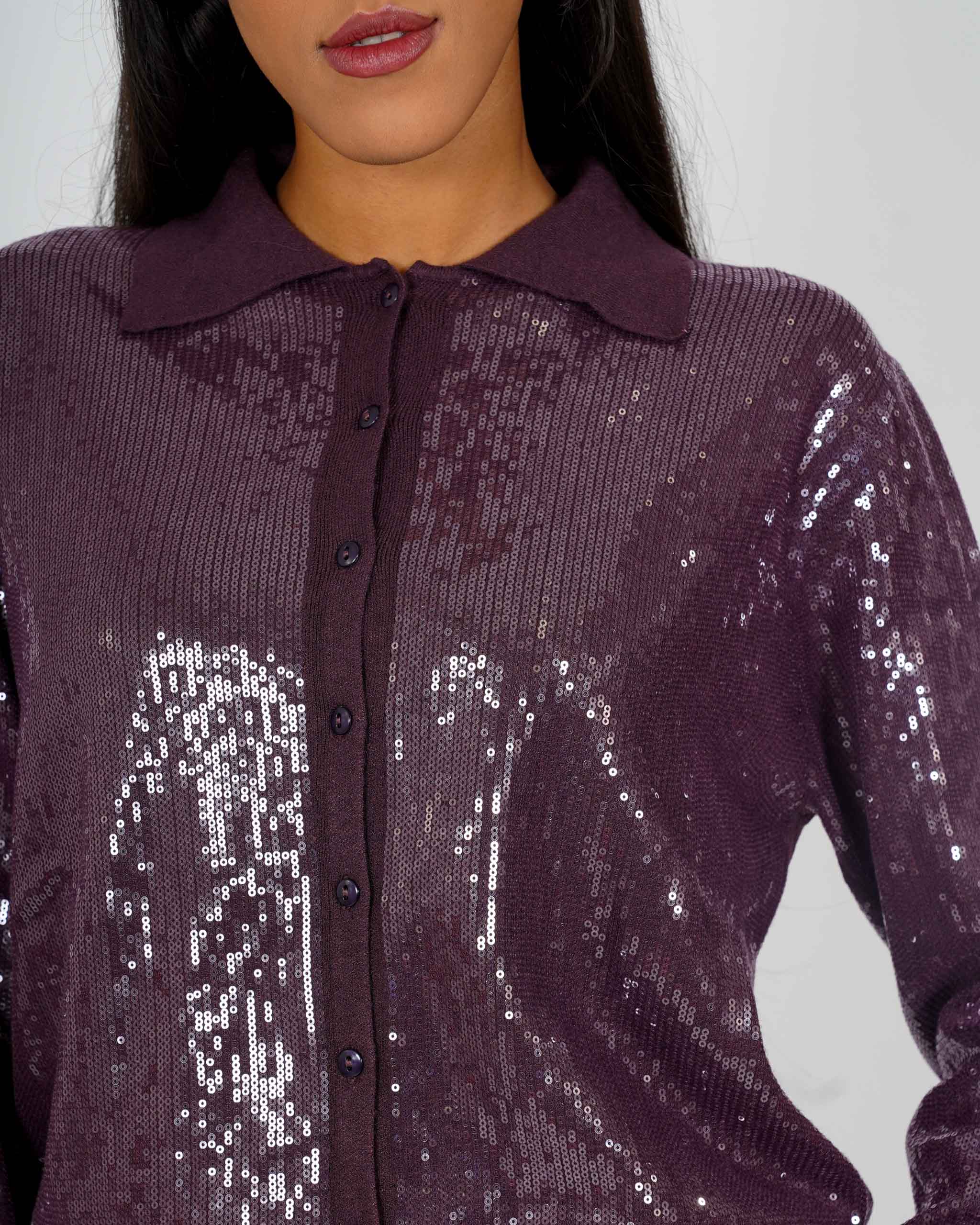 Cardigan in maglia con micro paillettes - Decisa