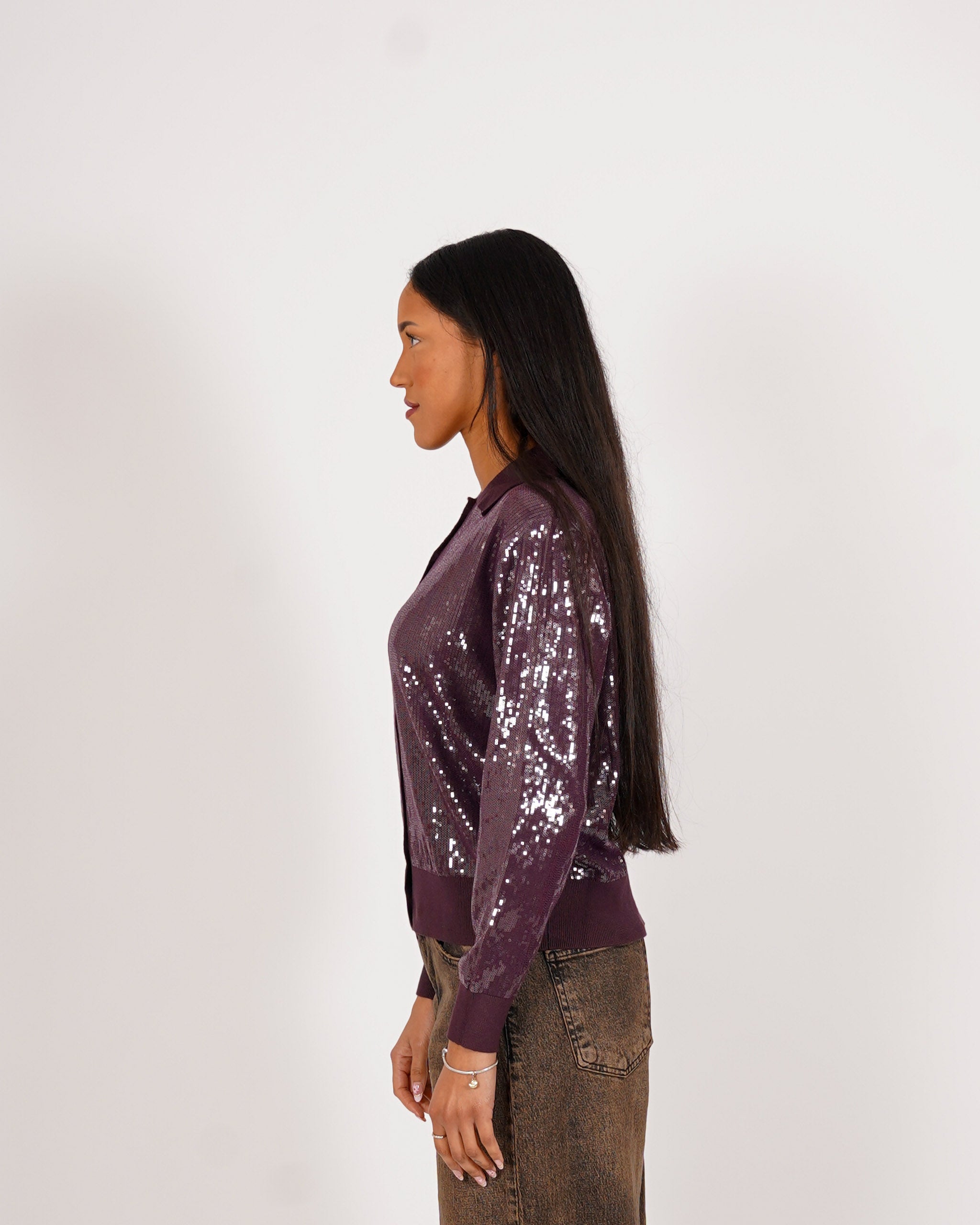 Cardigan in maglia con micro paillettes - Decisa