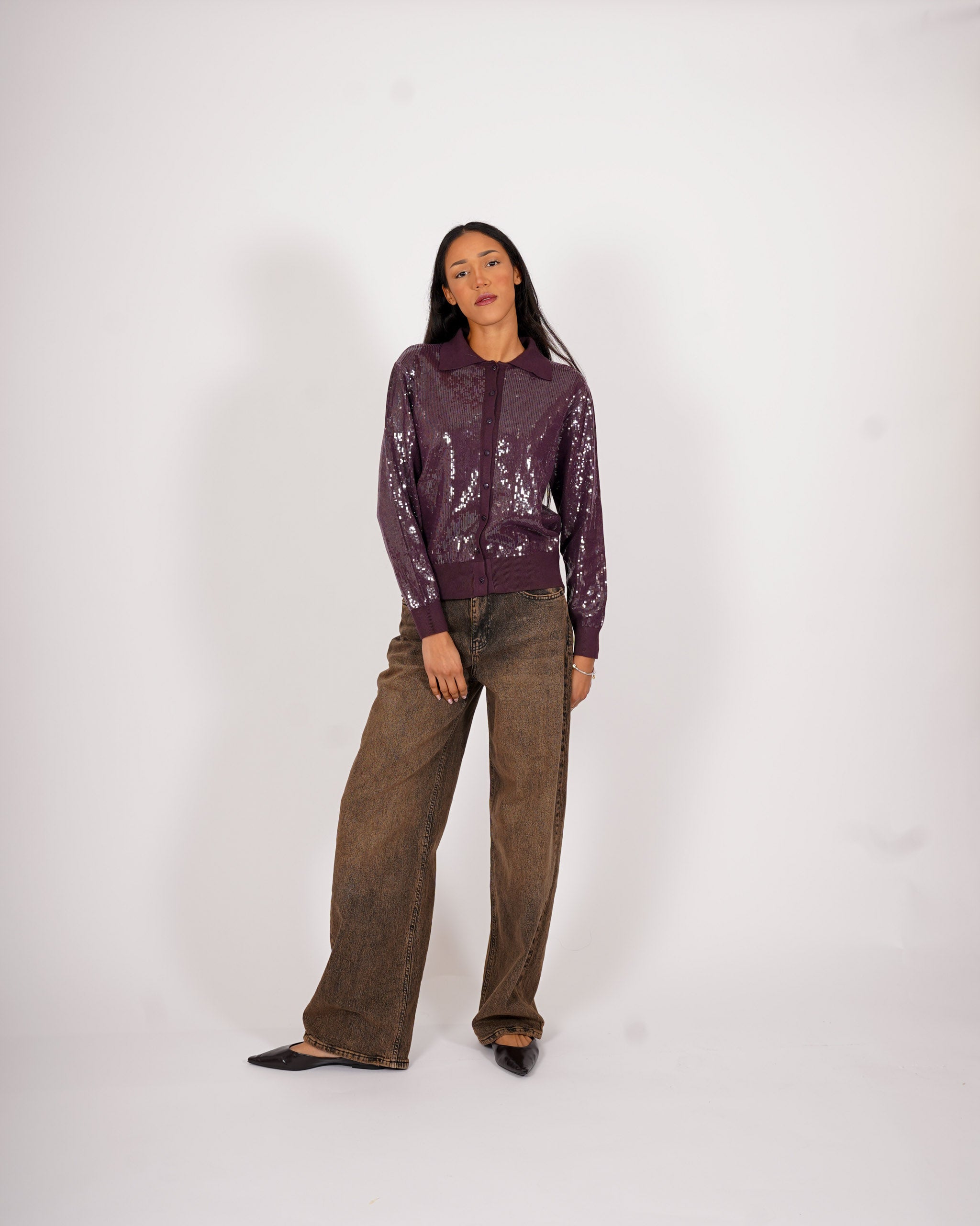 Cardigan in maglia con micro paillettes - Decisa