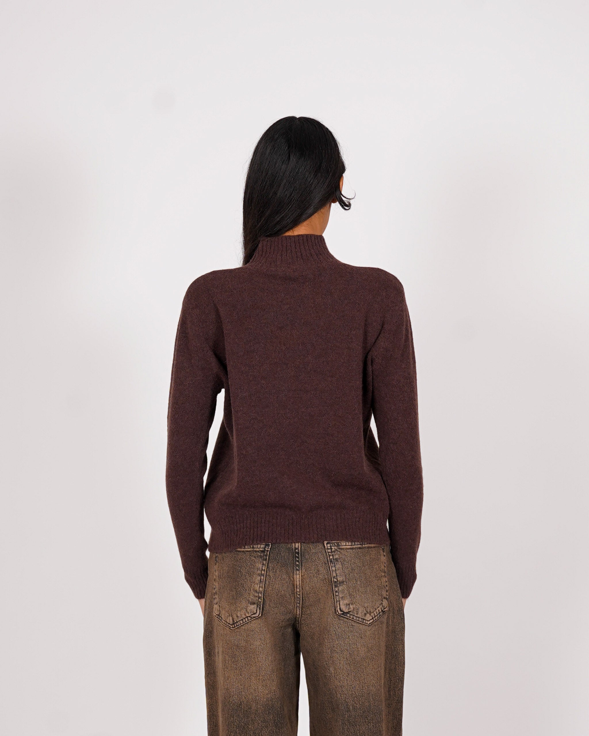 Maglia collo alto con losanghe e micropaillettes - Diversa