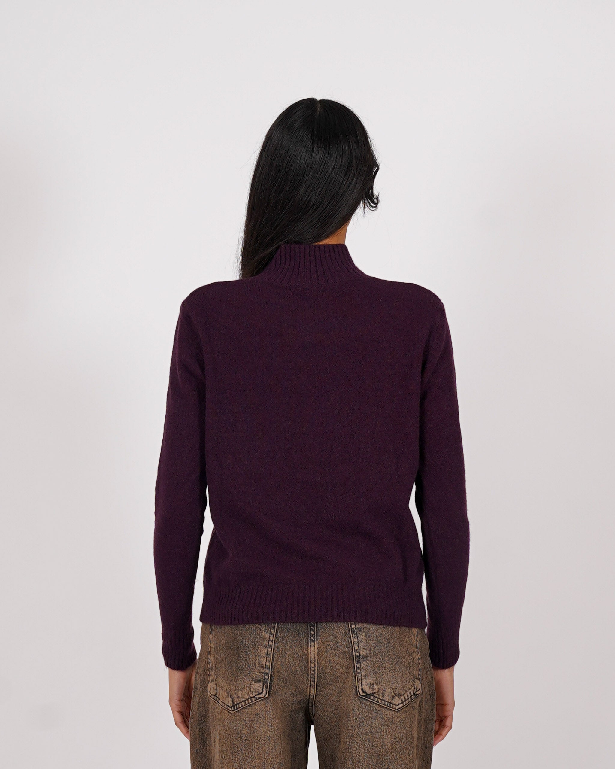 Maglia collo alto con losanghe e micropaillettes - Diversa