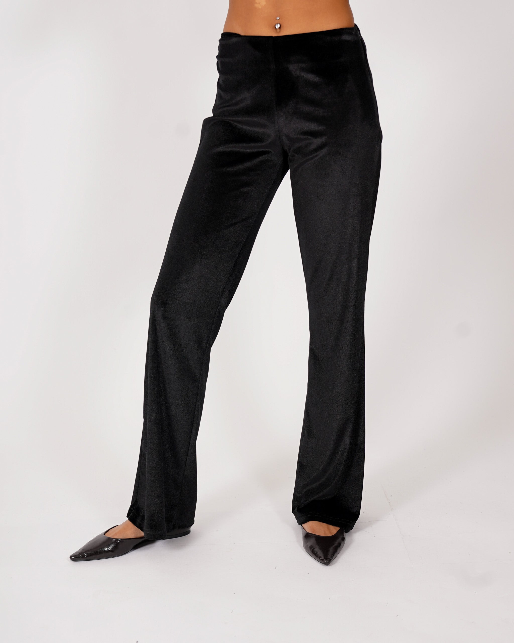 Pantaloni vita alta in velluto liscio - Sveglia