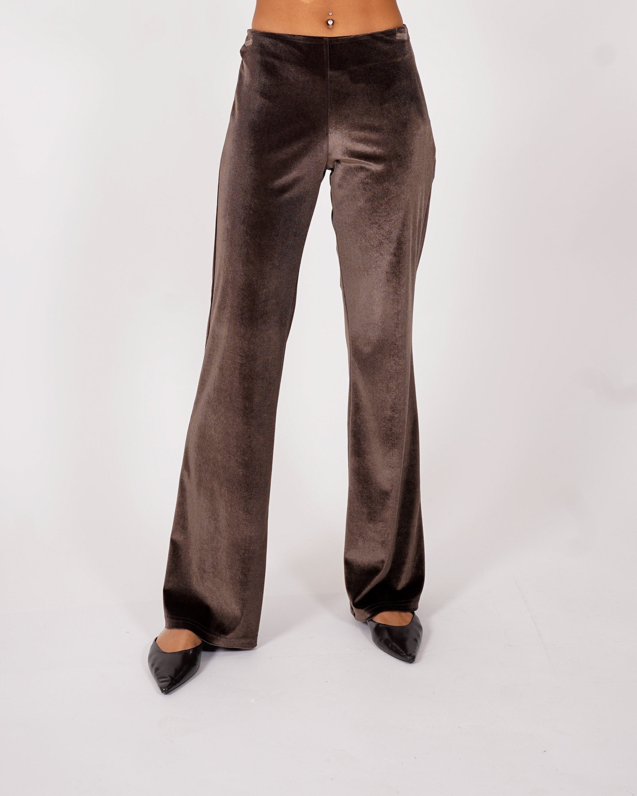 Pantaloni vita alta in velluto liscio - Sveglia