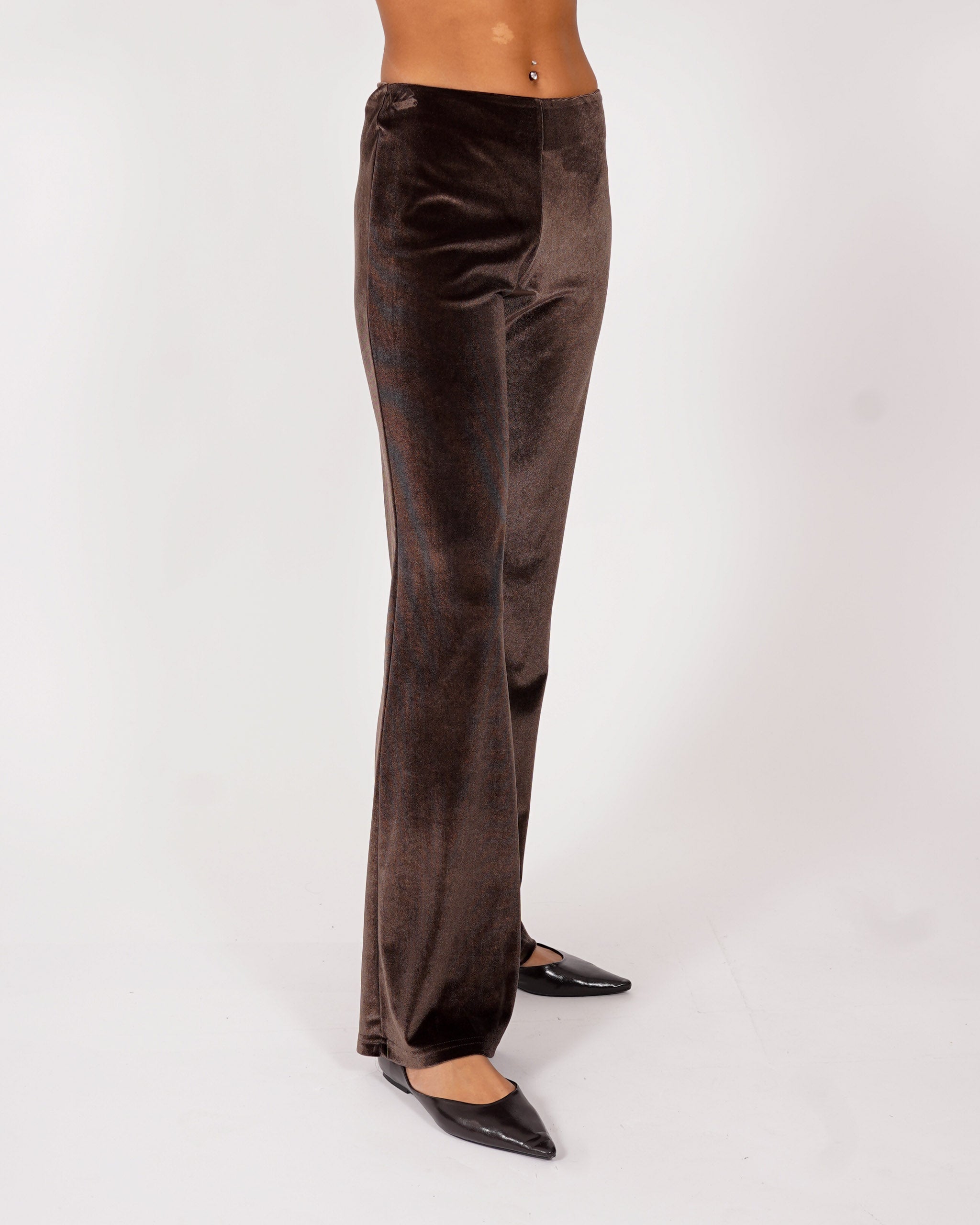 Pantaloni vita alta in velluto liscio - Sveglia