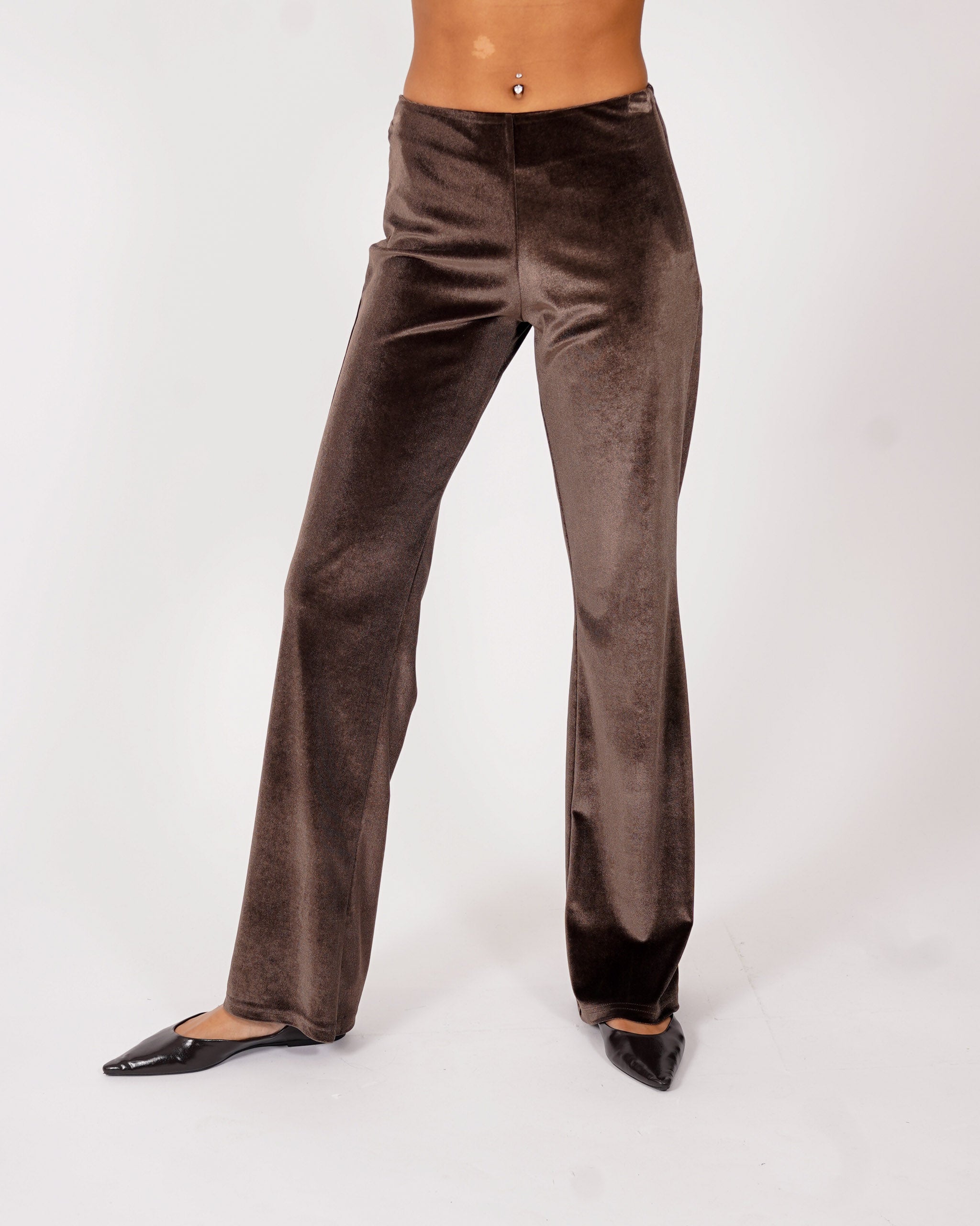 Pantaloni vita alta in velluto liscio - Sveglia