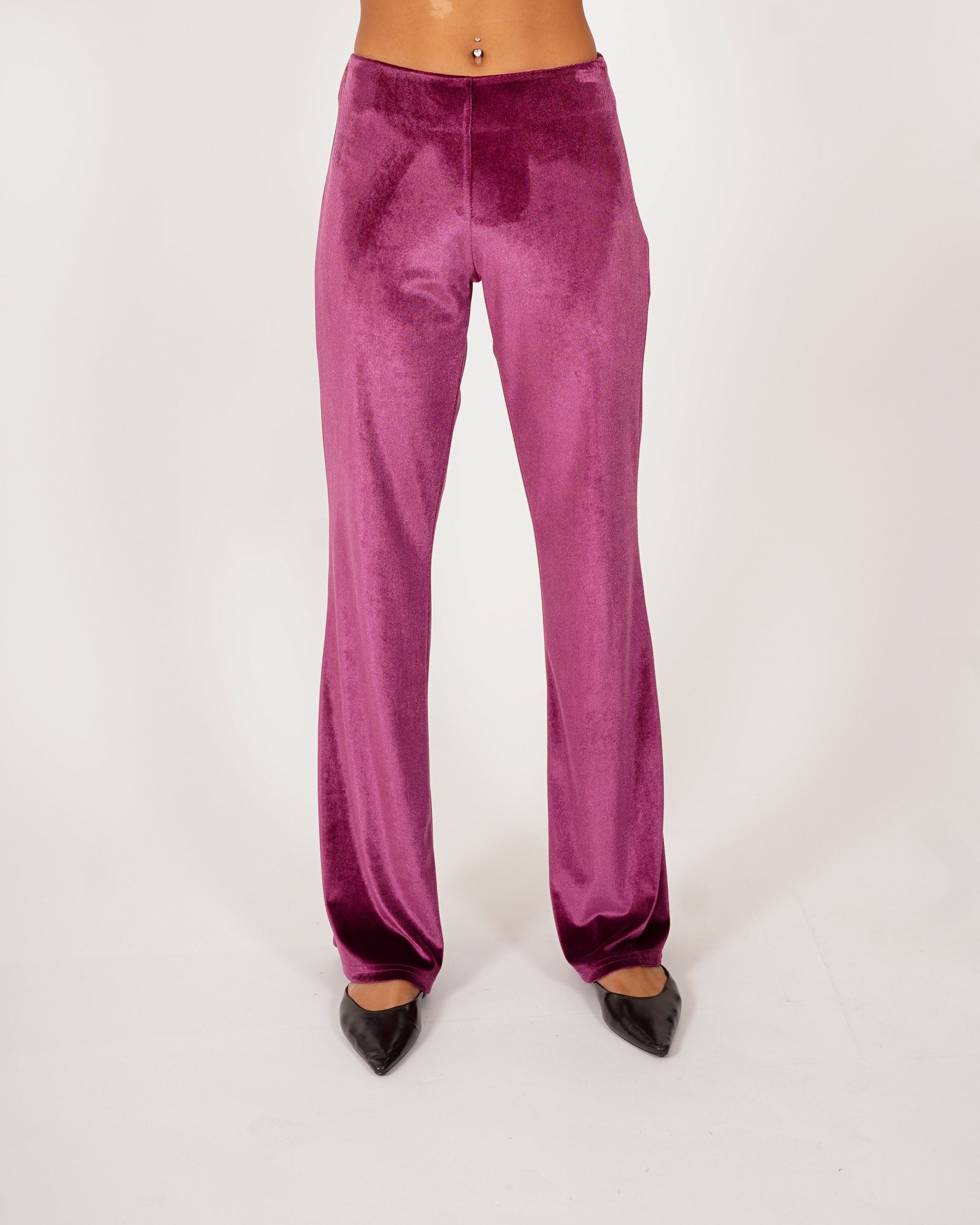 Pantaloni vita alta in velluto liscio - Sveglia