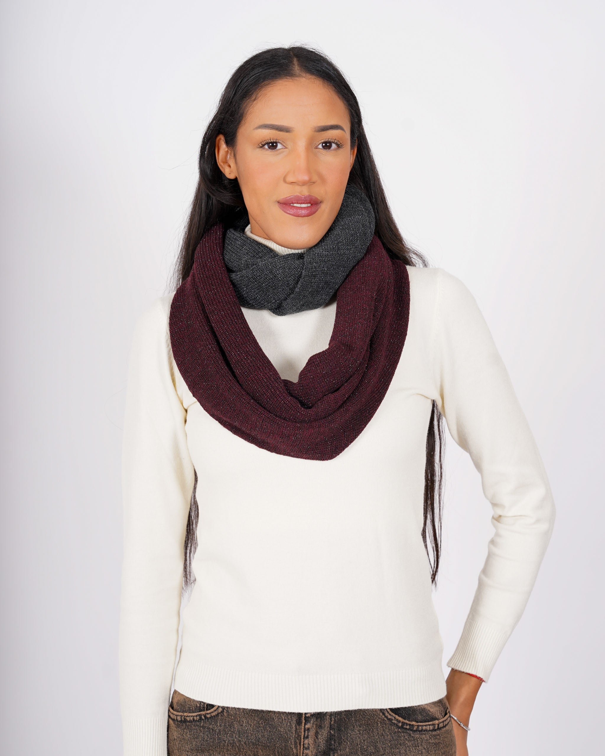 Collo bicolor in maglia trama lurex - 1218