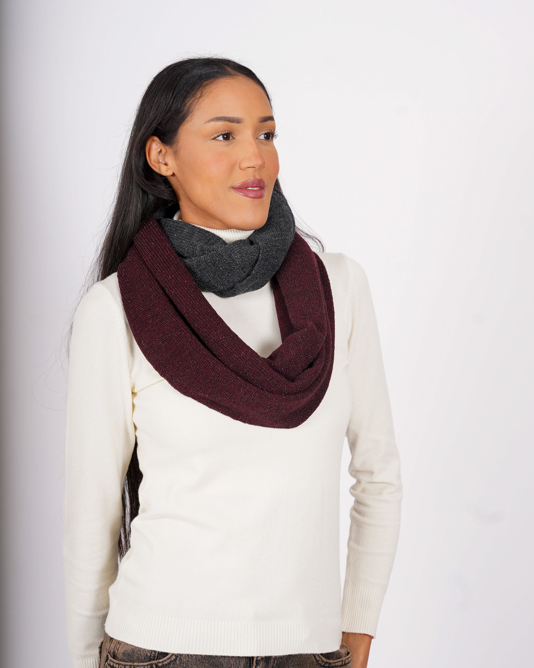 Collo bicolor in maglia trama lurex - 1218