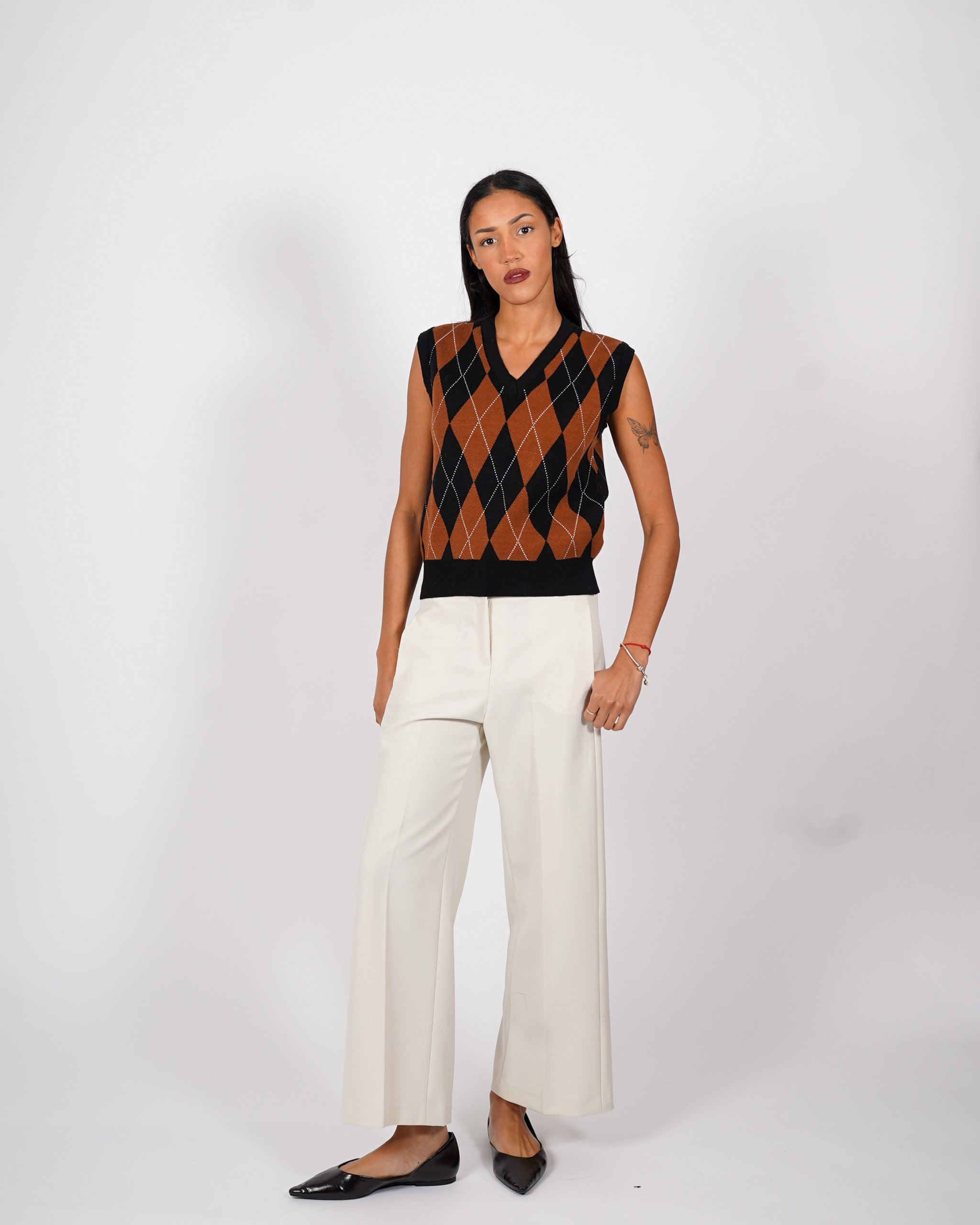 Gilet con losanghe scollo v smanicato - Rabbiosa