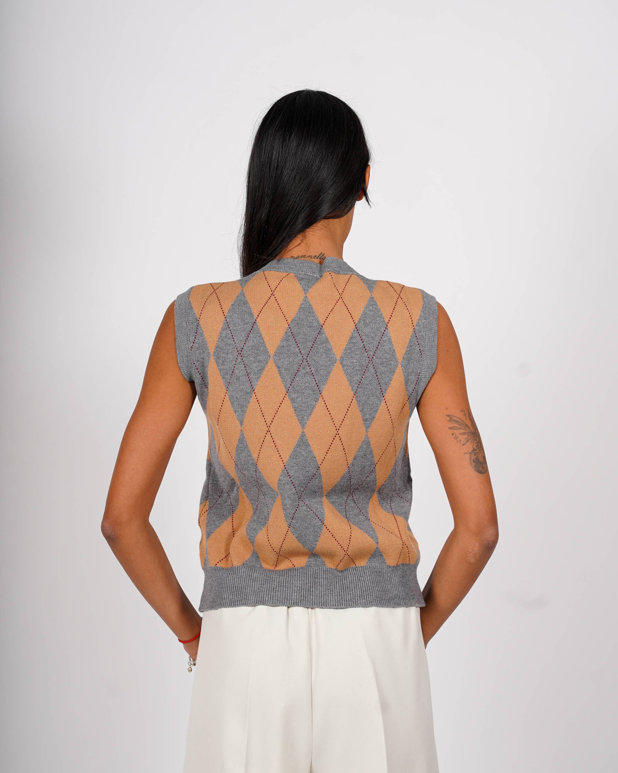 Gilet con losanghe scollo v smanicato - Rabbiosa