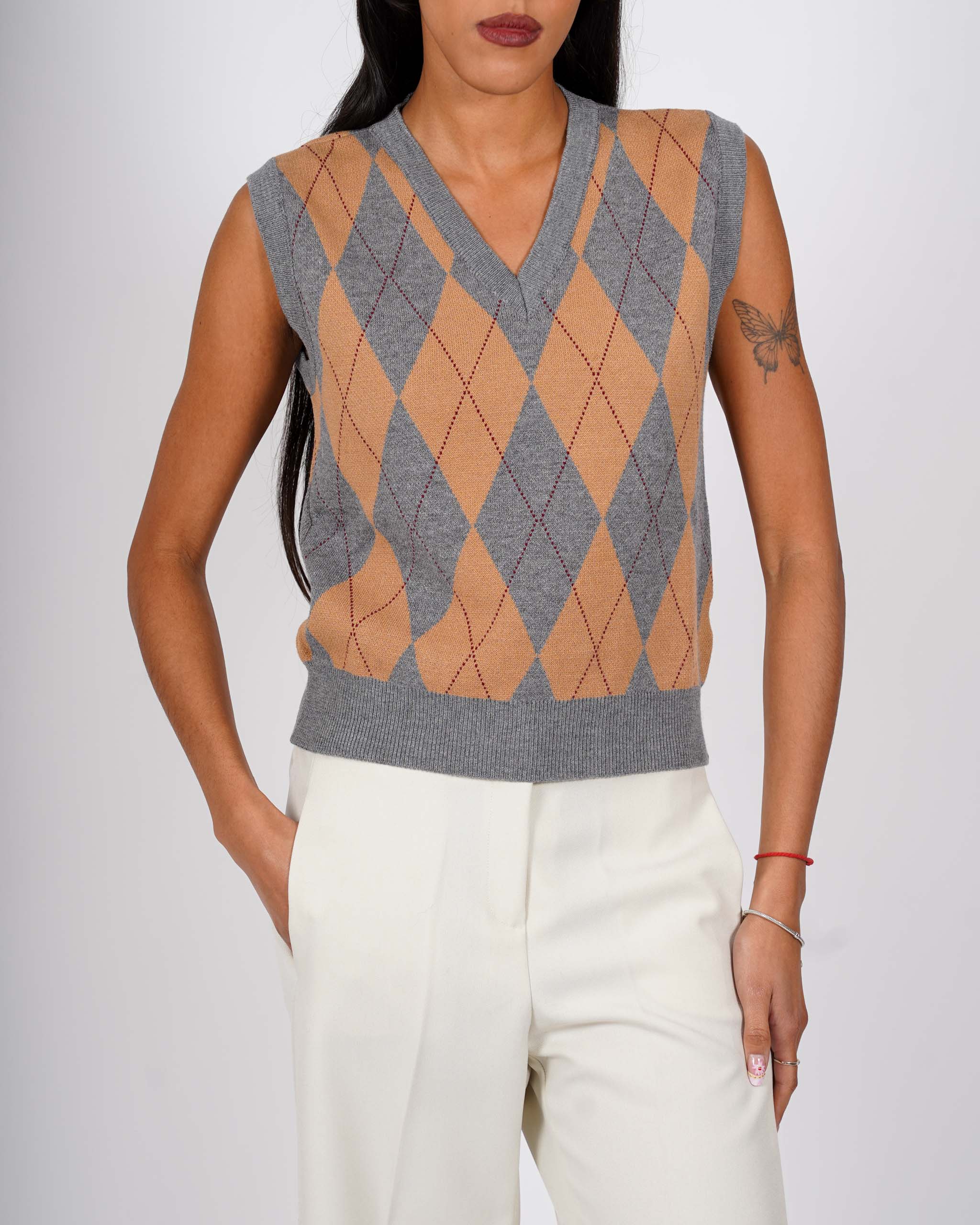 Gilet con losanghe scollo v smanicato - Rabbiosa