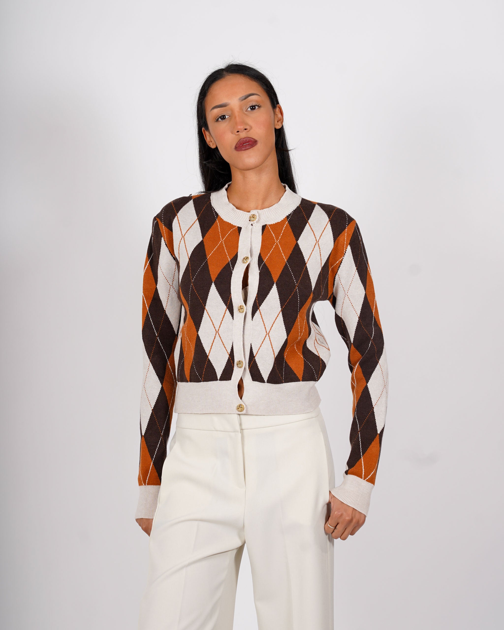 Cardigan con losanghe in mano viscosa - Isterica