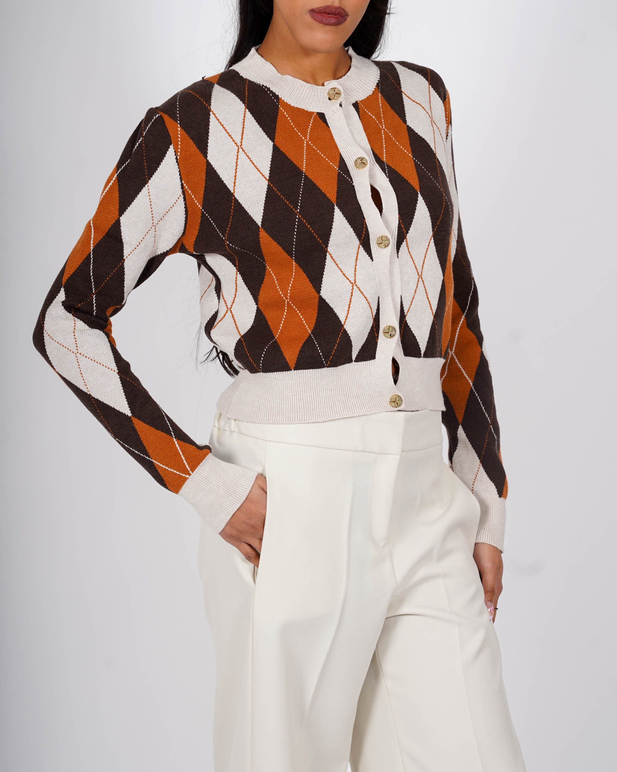 Cardigan con losanghe in mano viscosa - Isterica