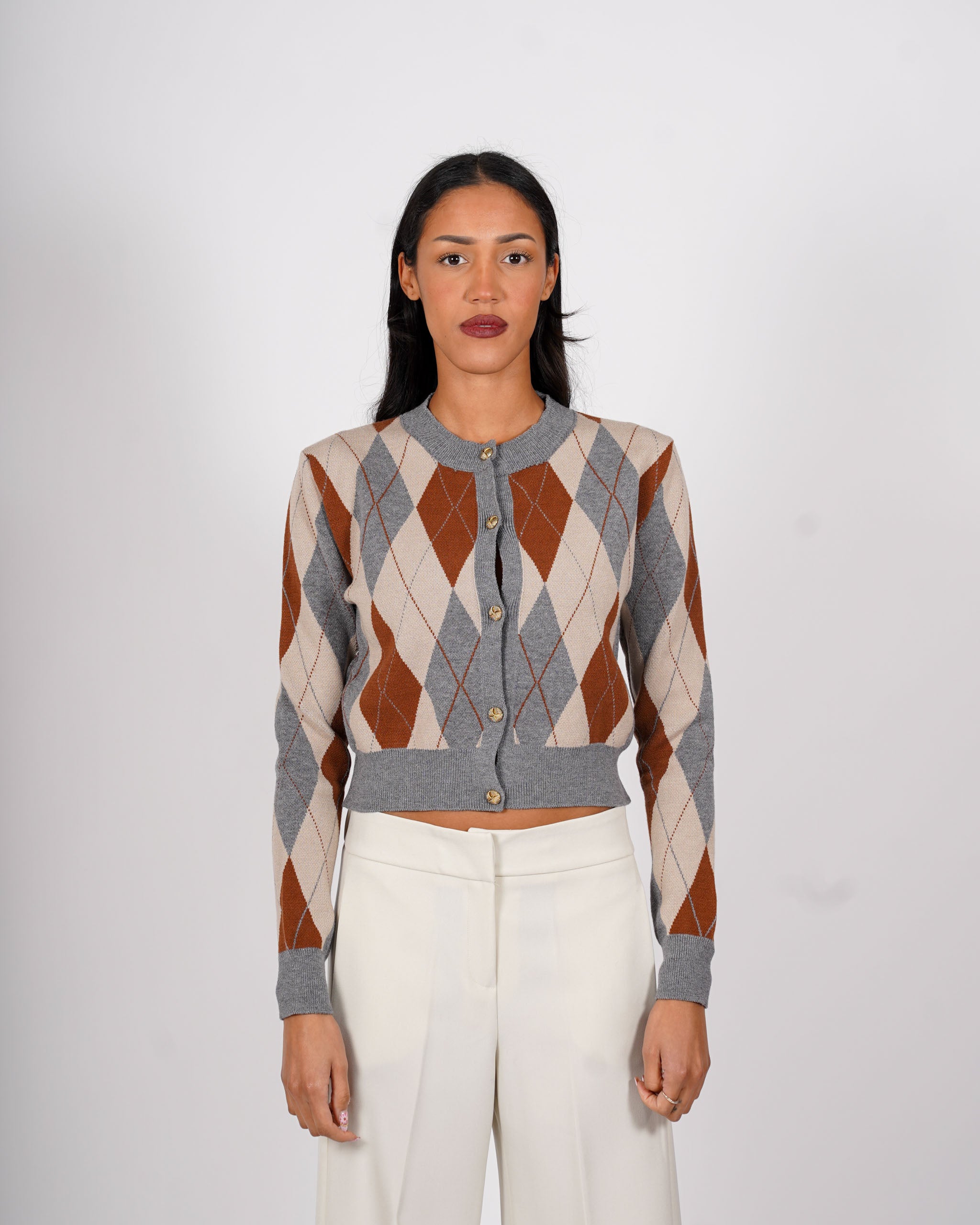 Cardigan con losanghe in mano viscosa - Isterica